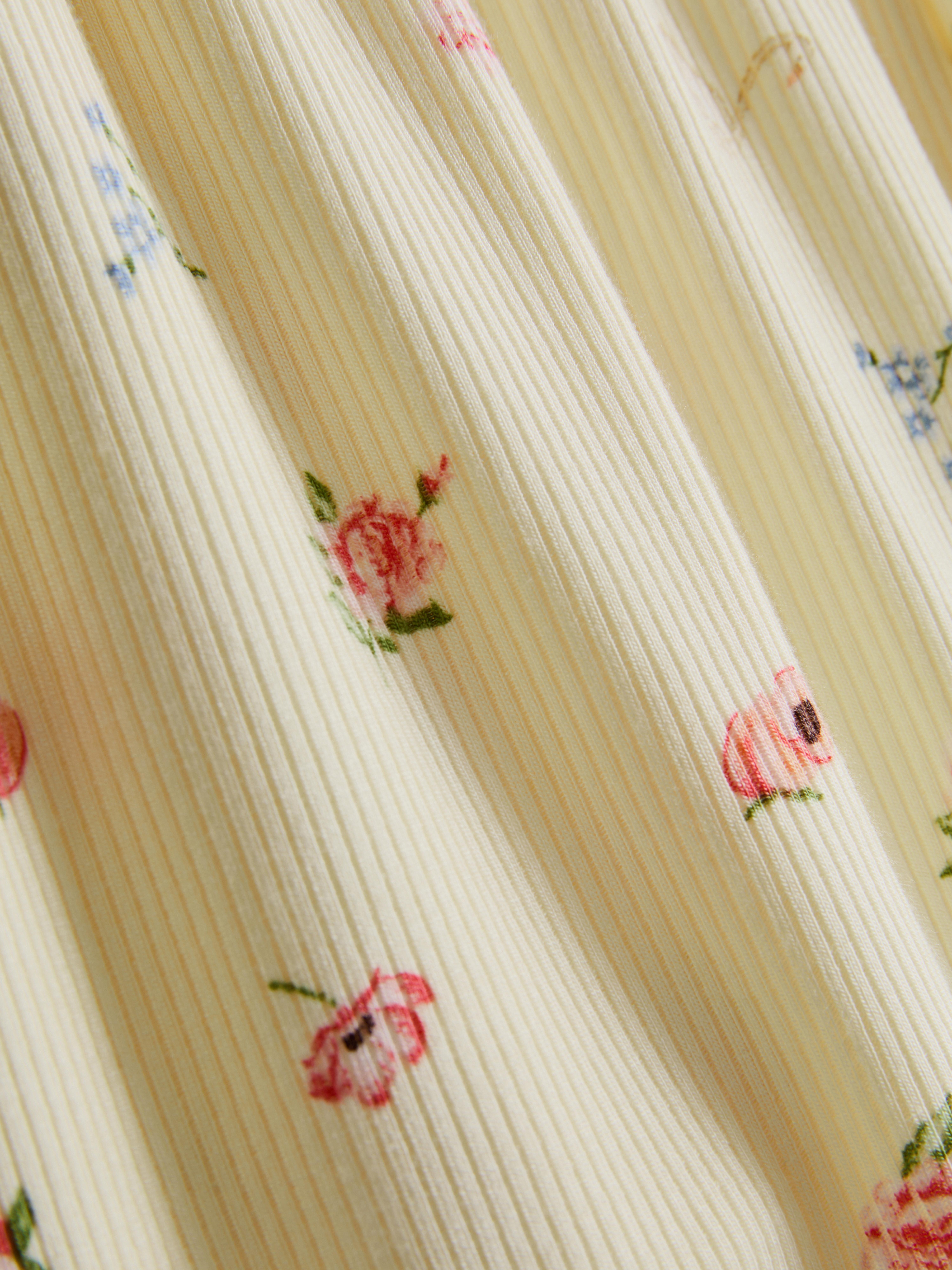 Floral Ribbed Printed Pajama Shorts