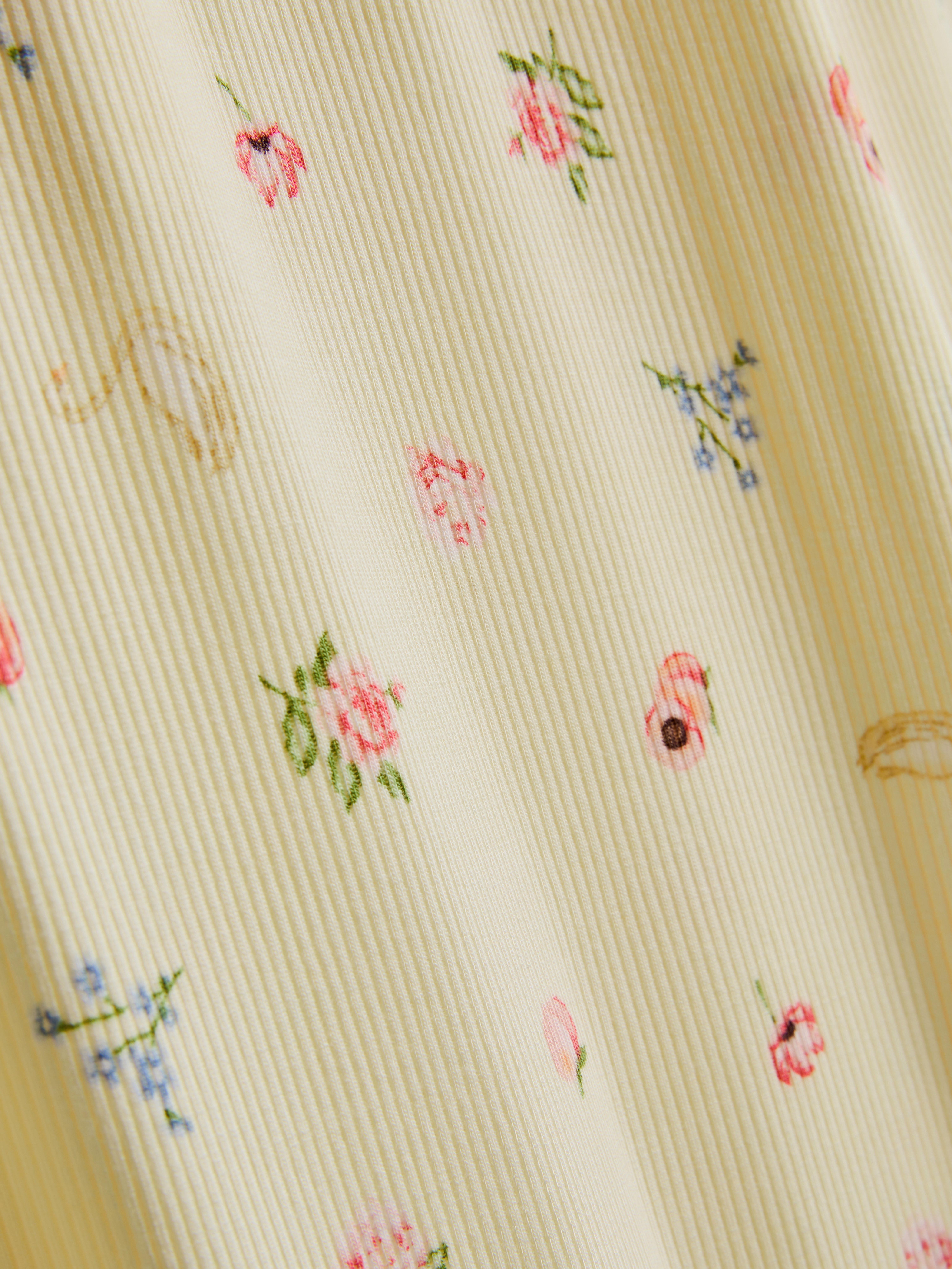 Floral Ribbed Pajama Bottoms