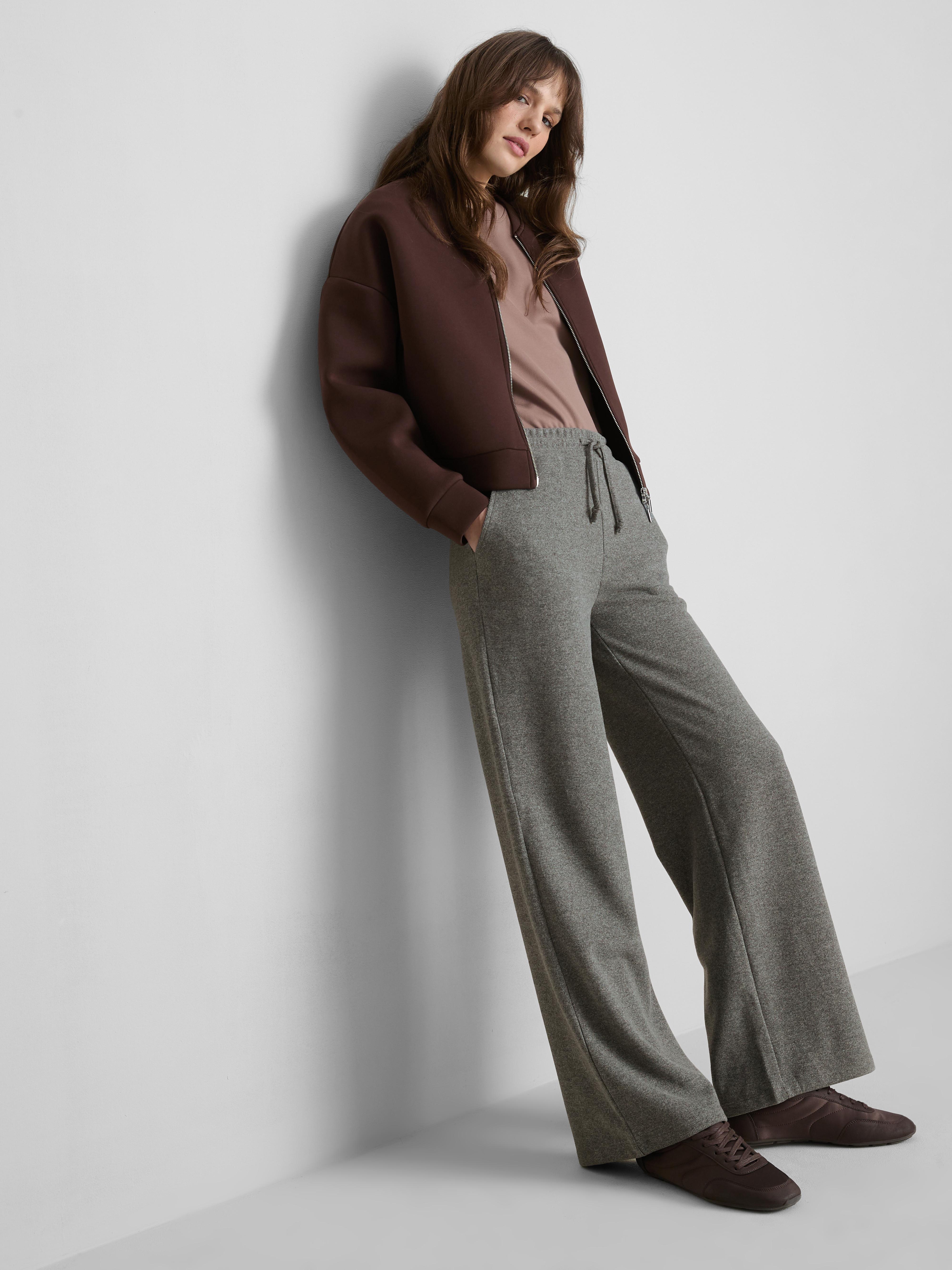 Cotton Blend Wide Leg Drawstring Joggers