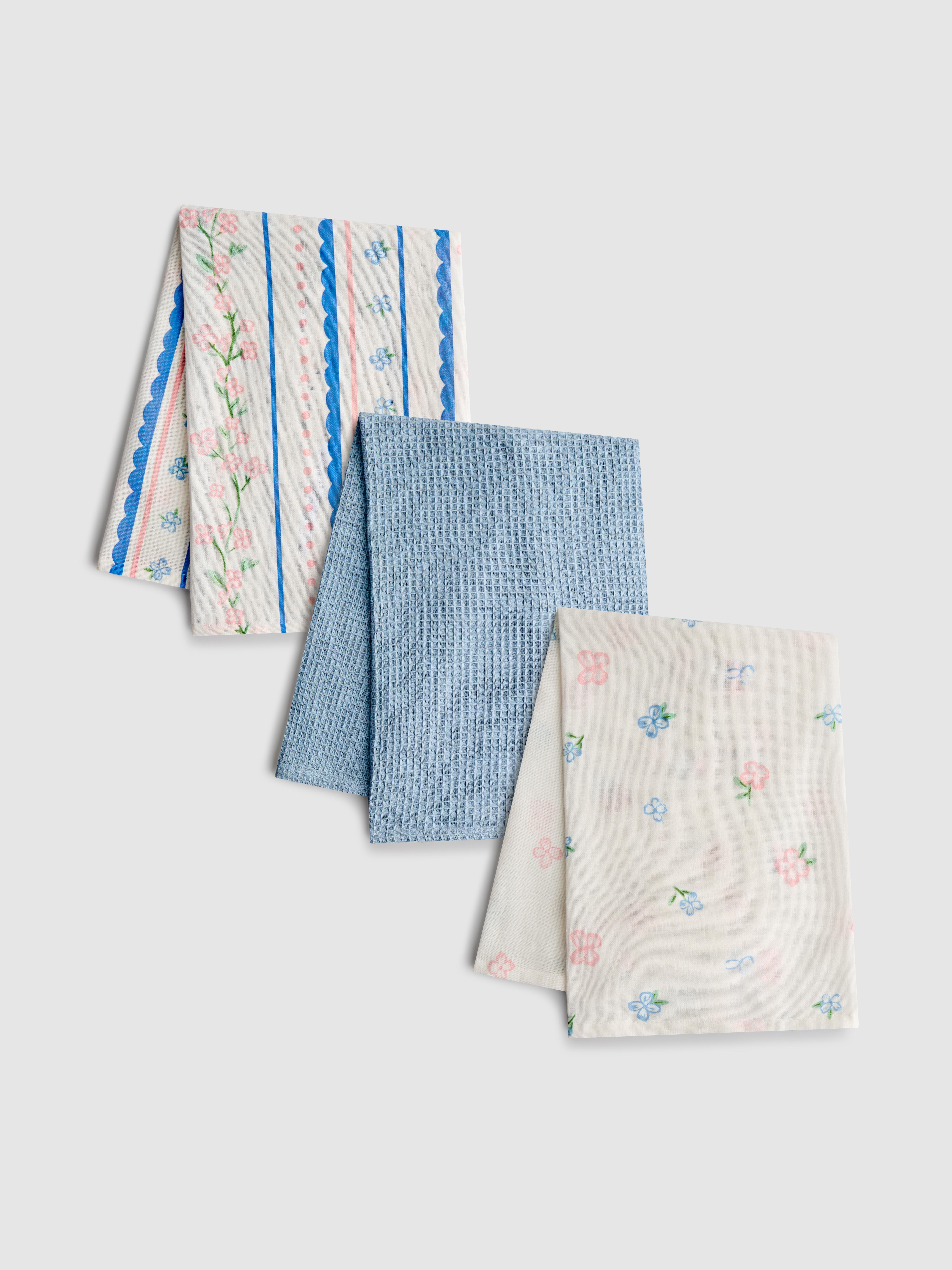 Theedoeken met print, set van 3