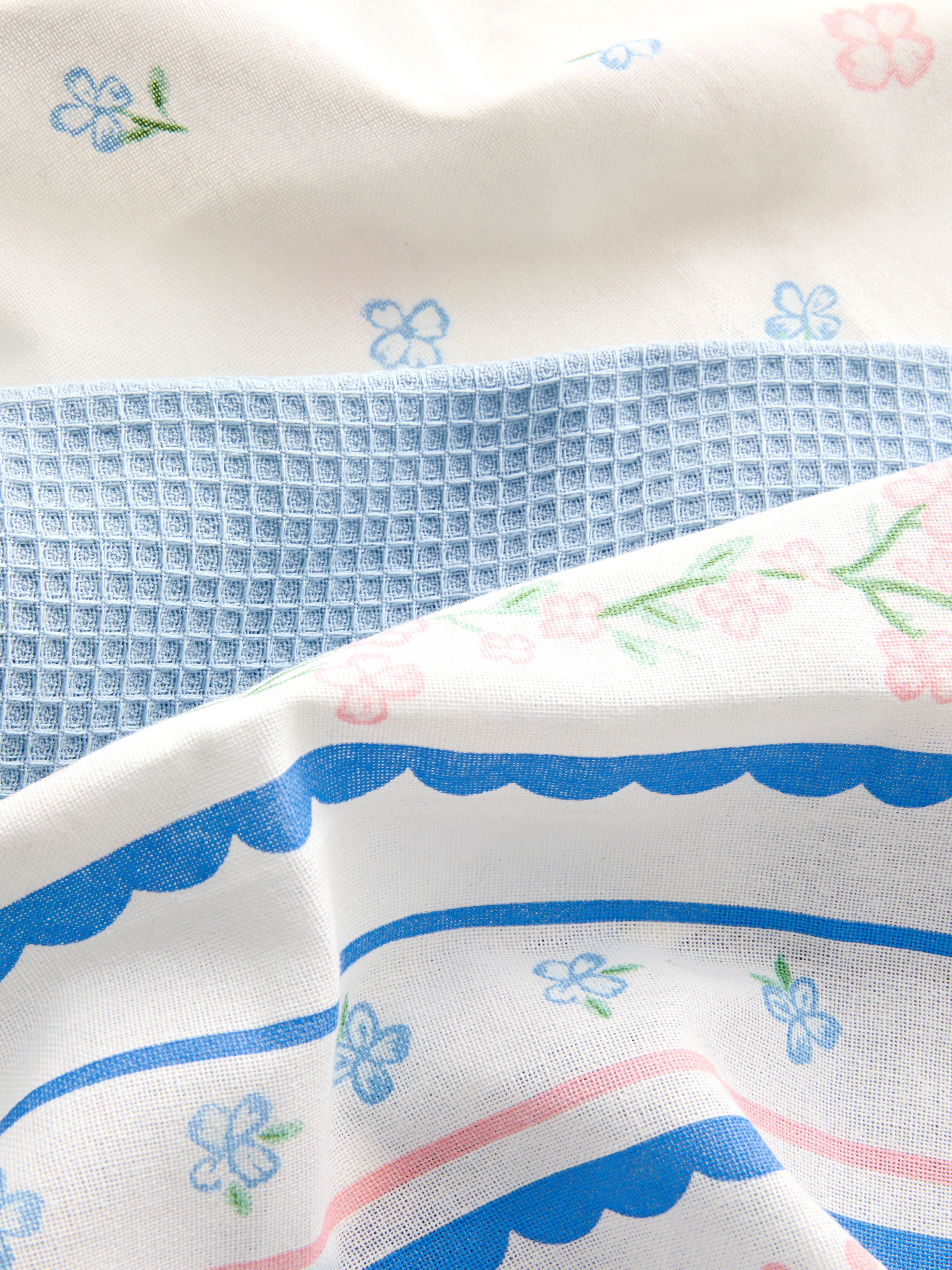 Theedoeken met print, set van 3