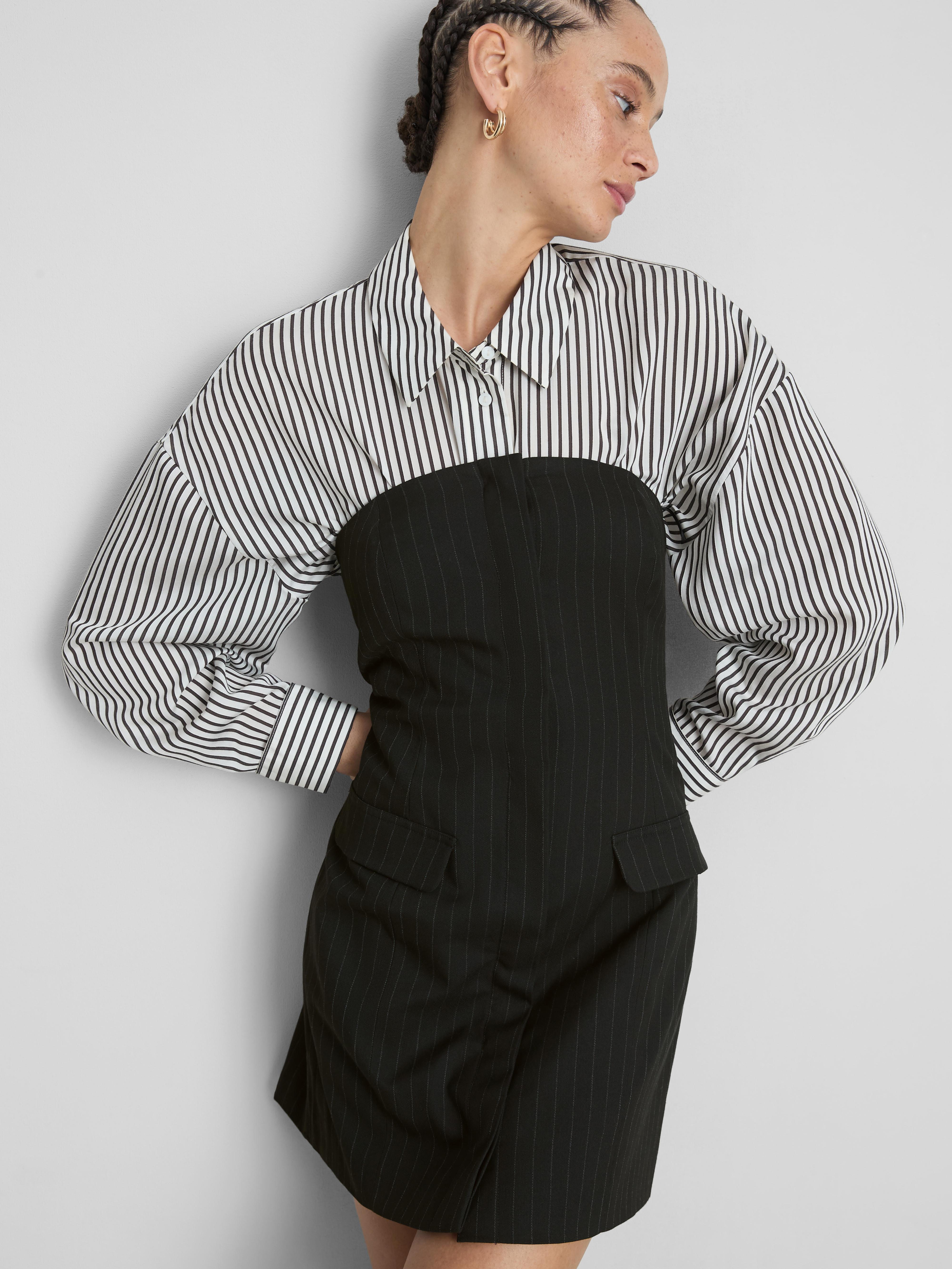 Pinstripe Bandeau Mini Dress