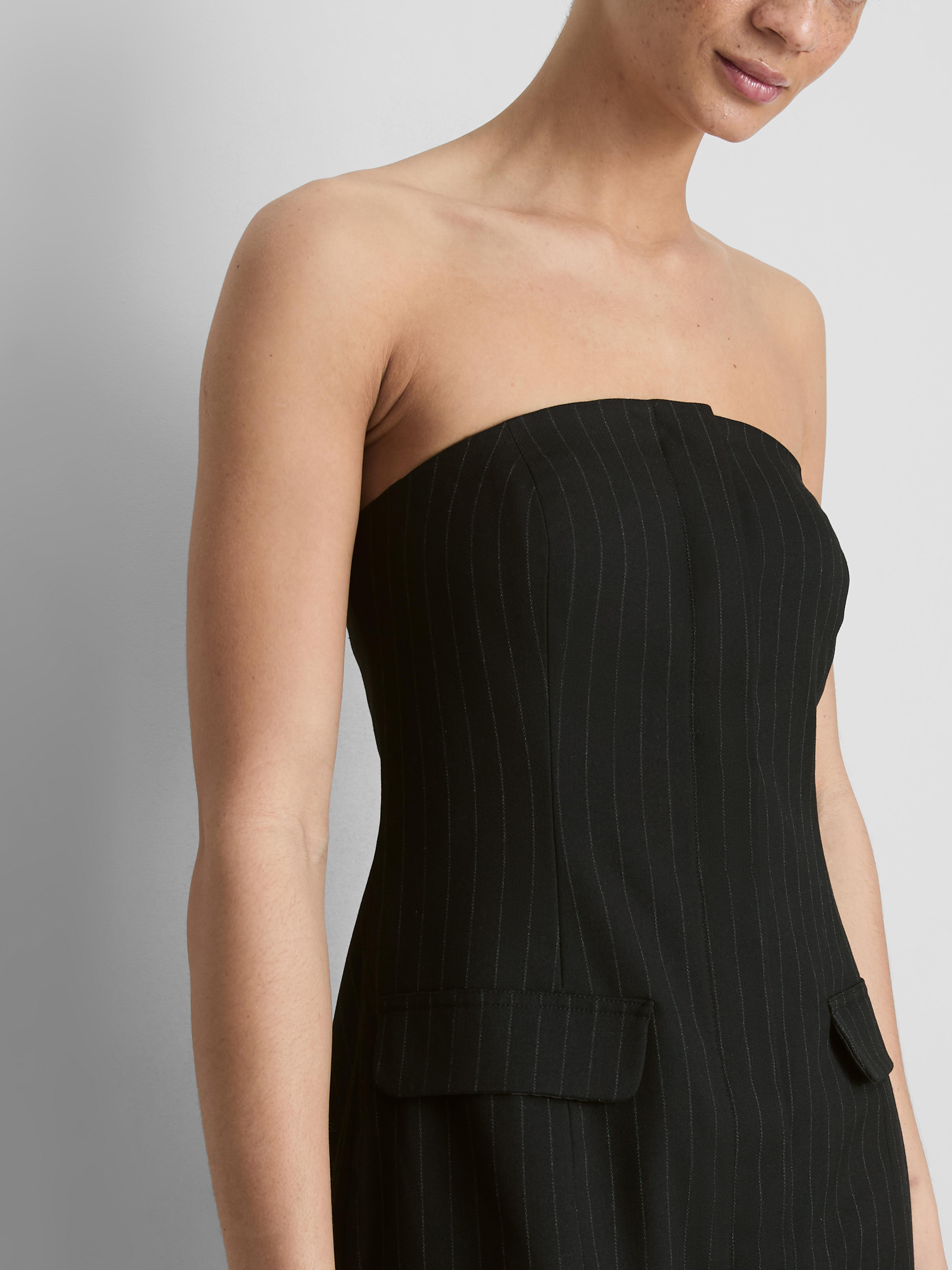 Pinstripe Bandeau Mini Dress