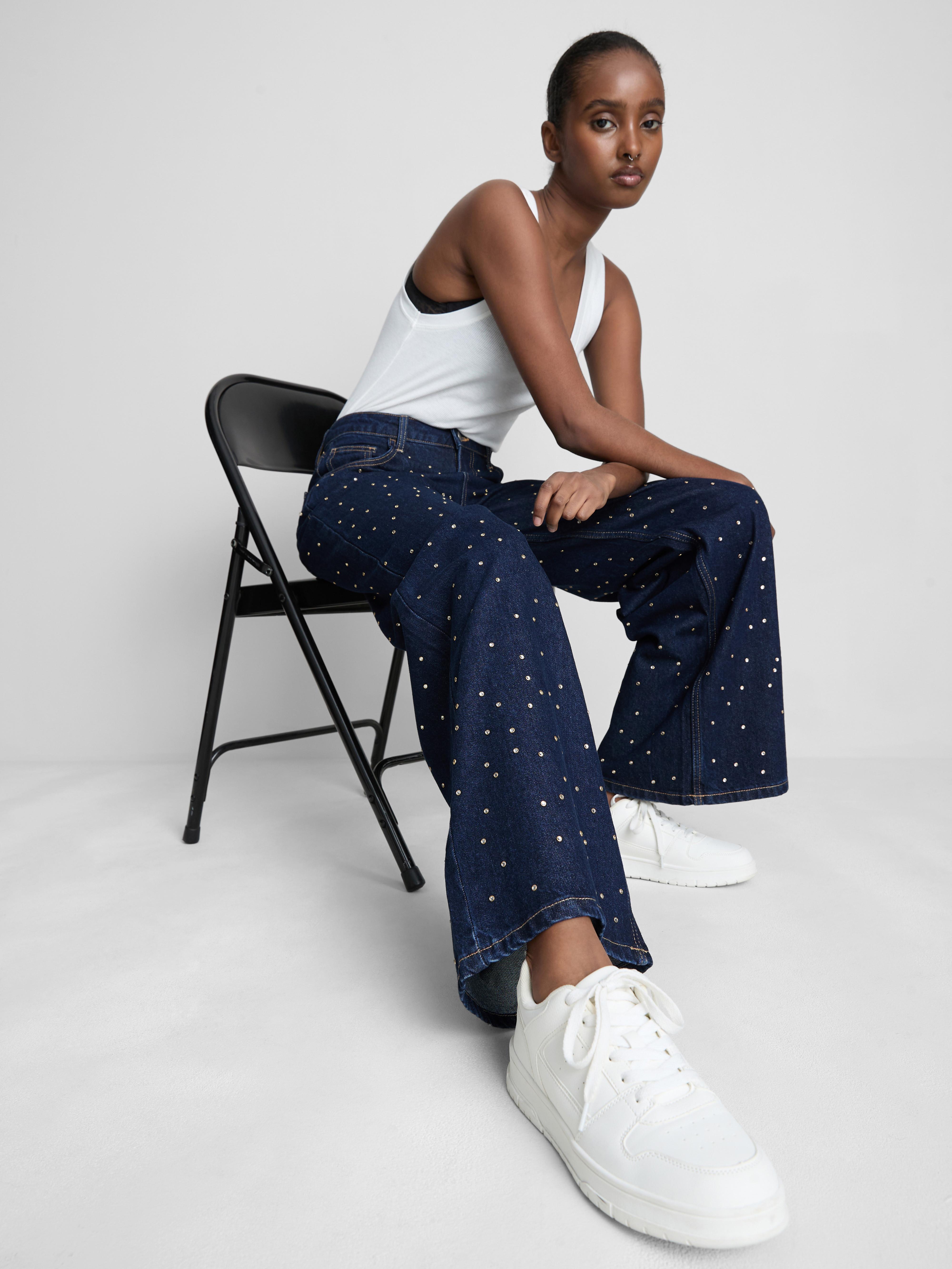 Straight Leg Embellished Jeans