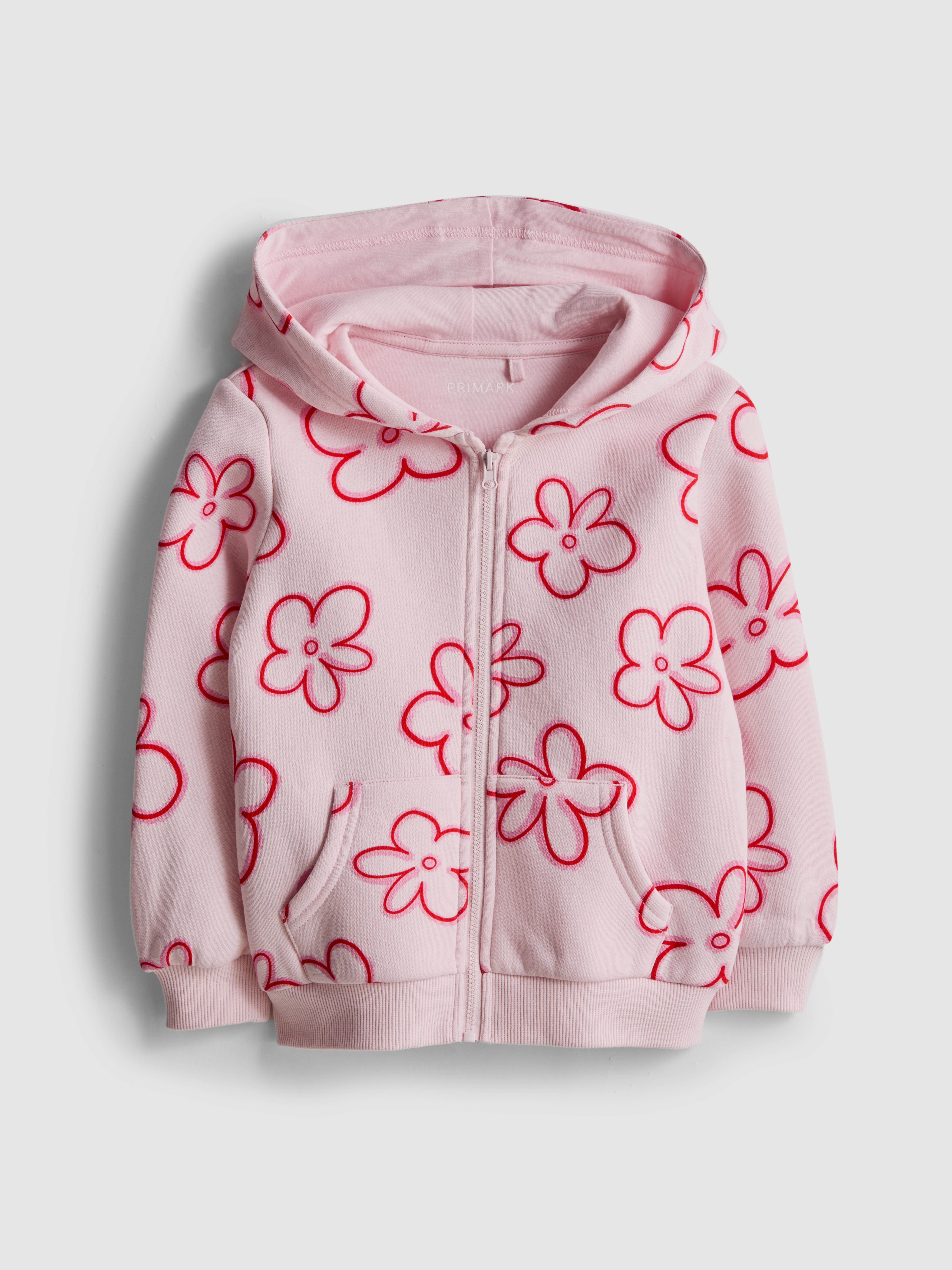 Girls Light Pink 1.5-8yrs | Printed Zip-Up Hoodie