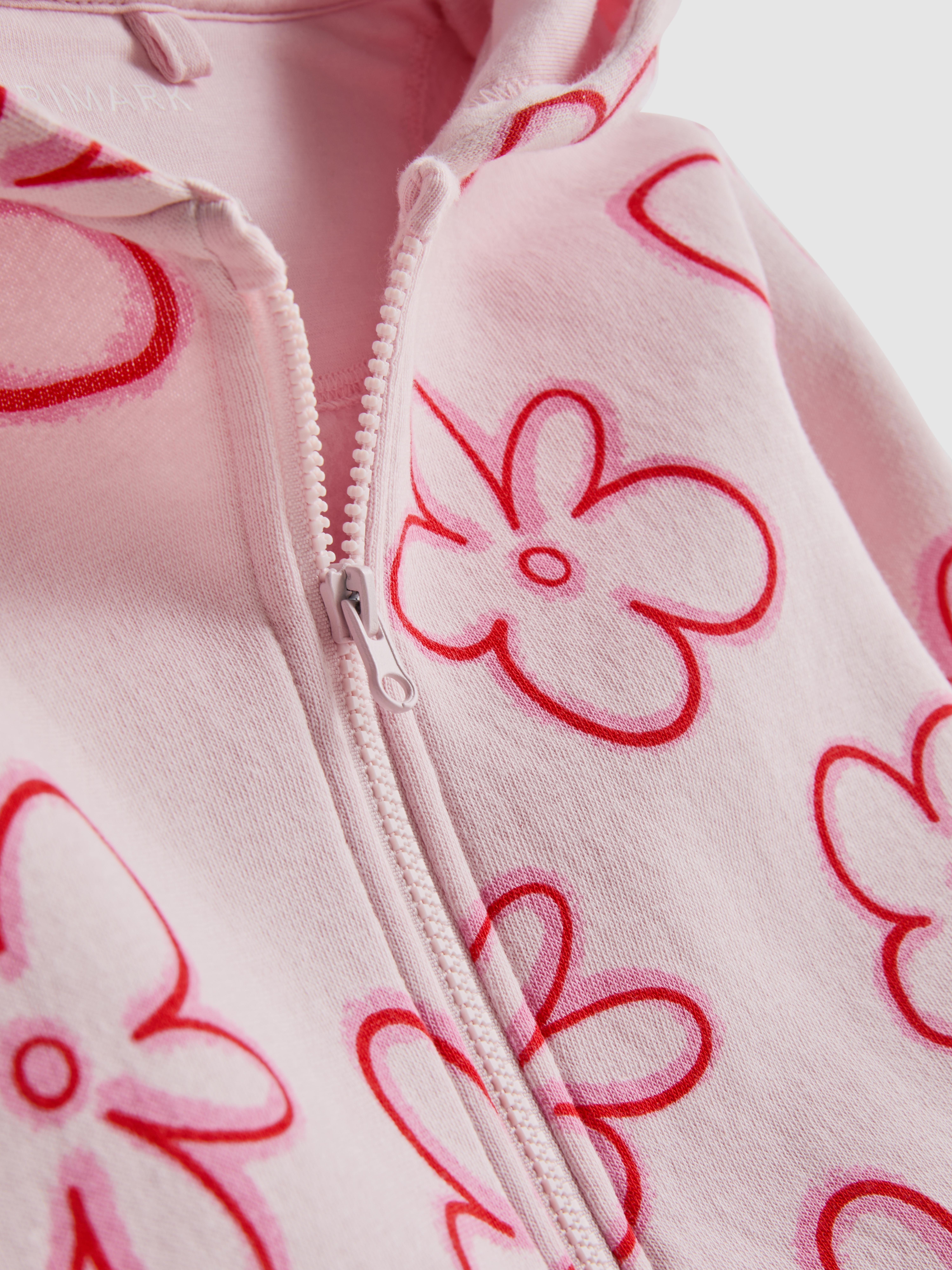 Girls Light Pink 1.5-8yrs | Printed Zip-Up Hoodie
