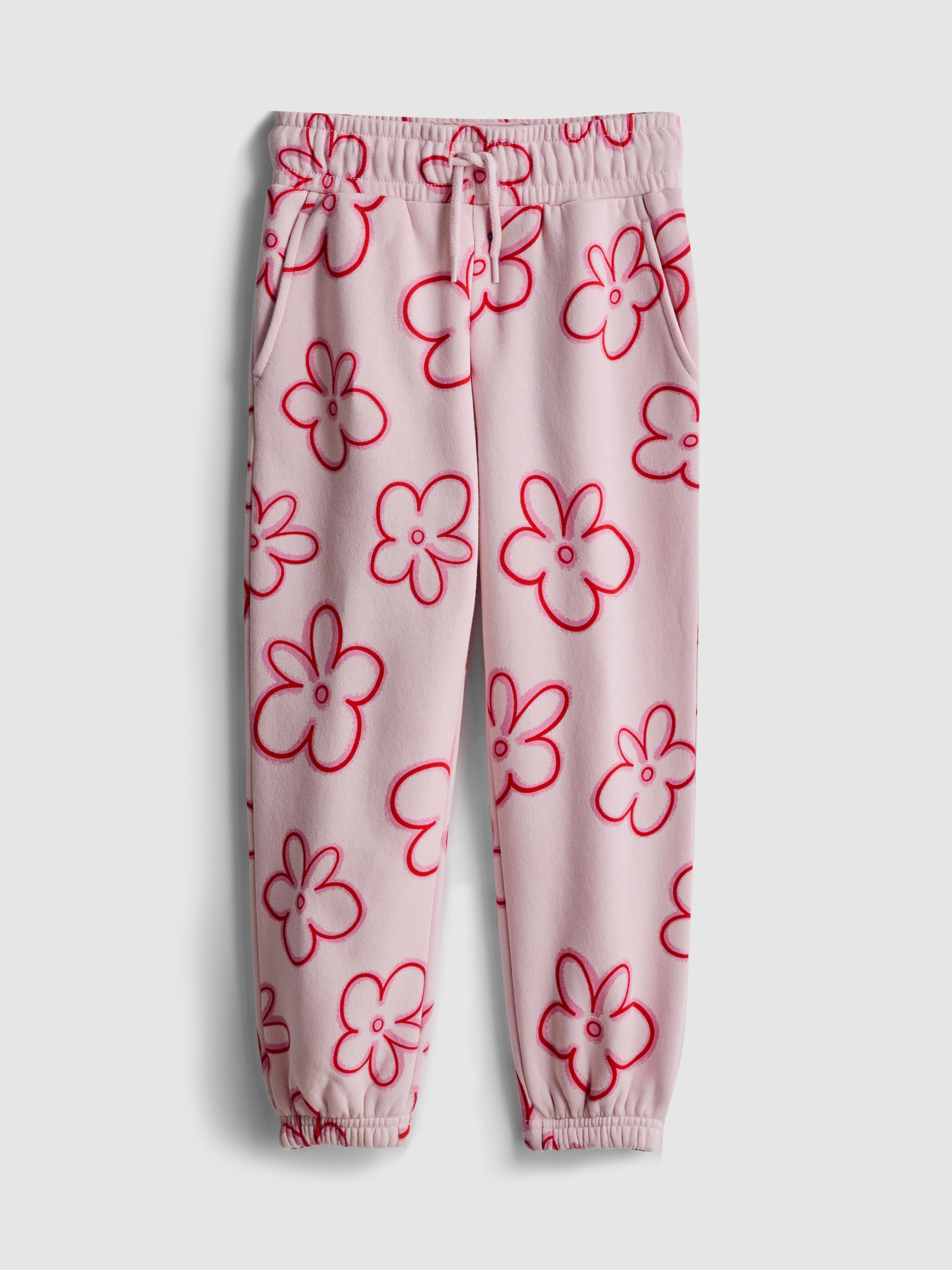 Girls Light Pink 1.5-8yrs | Printed Cuffed Joggers
