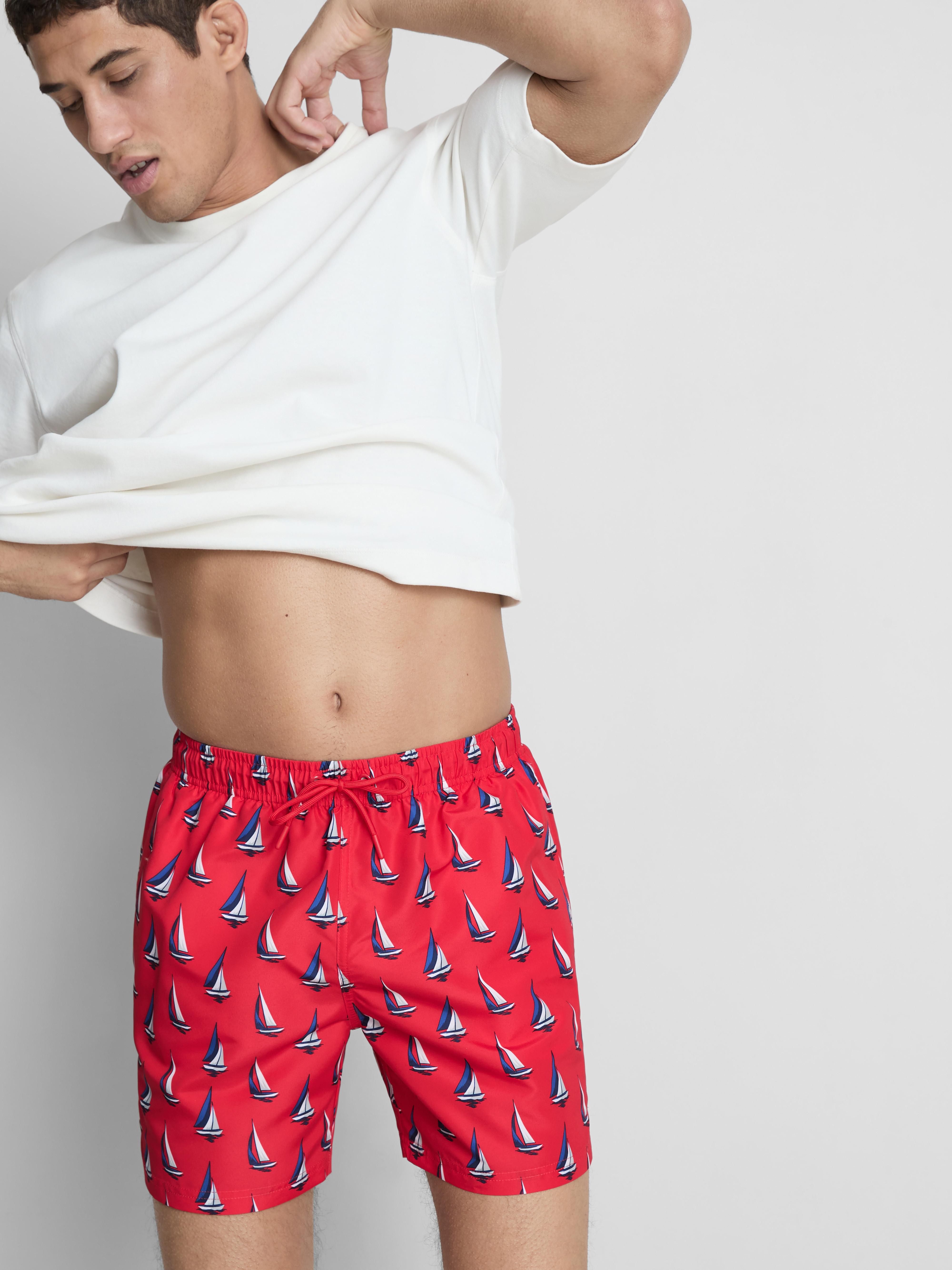 Men's Red Sailboat Swimming Shorts