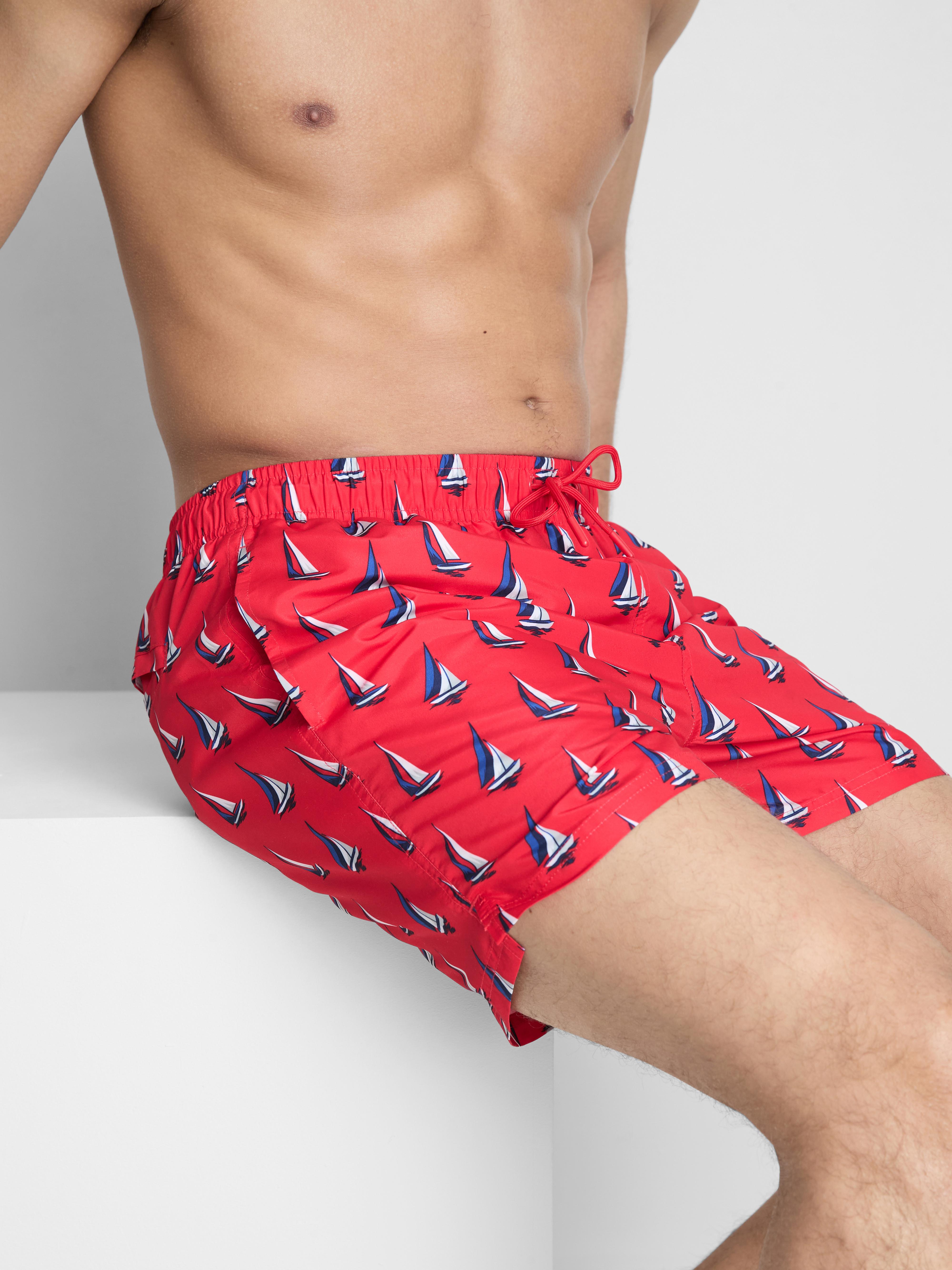 Men's Red Sailboat Swimming Shorts