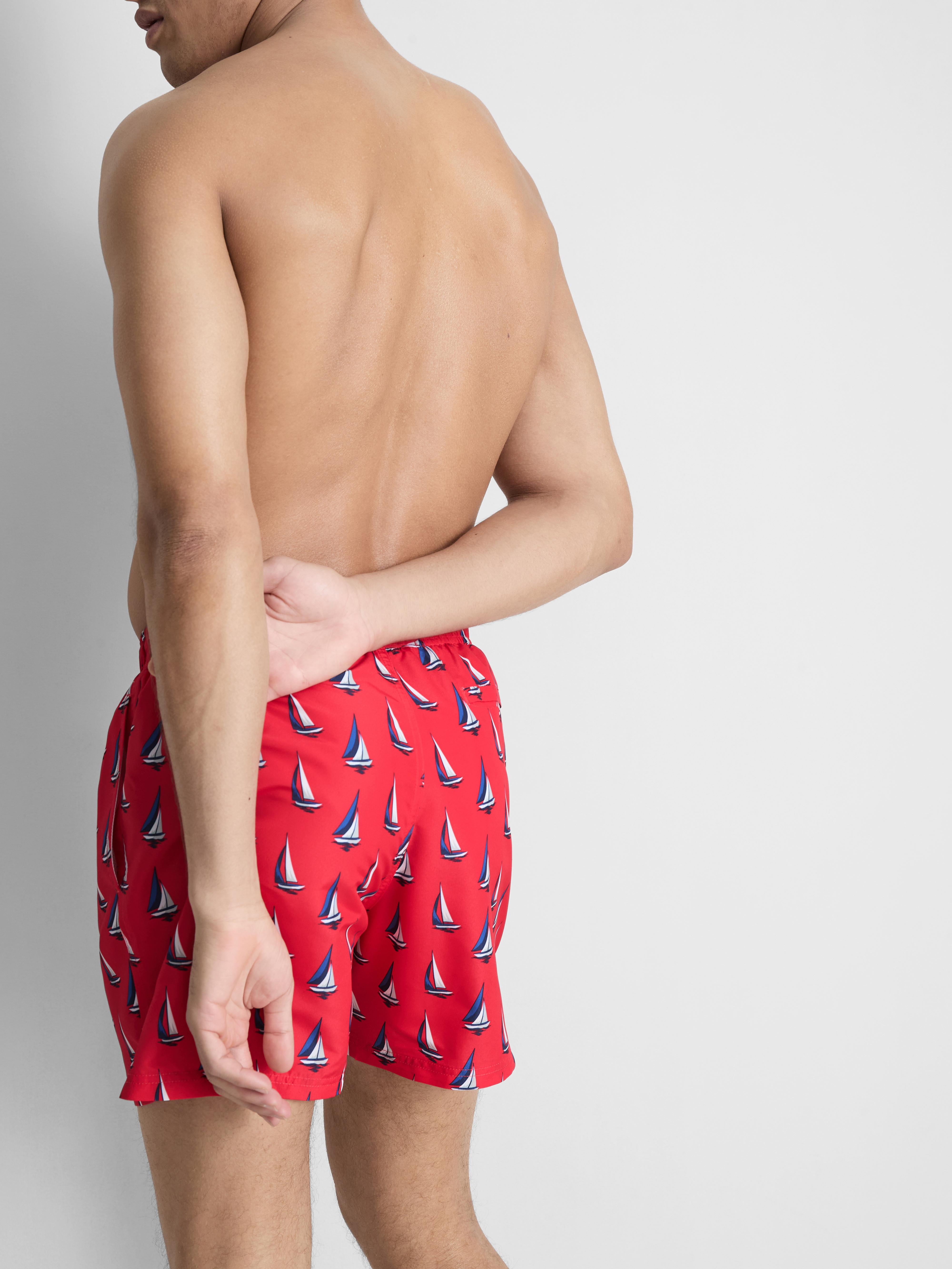 Men's Red Sailboat Swimming Shorts