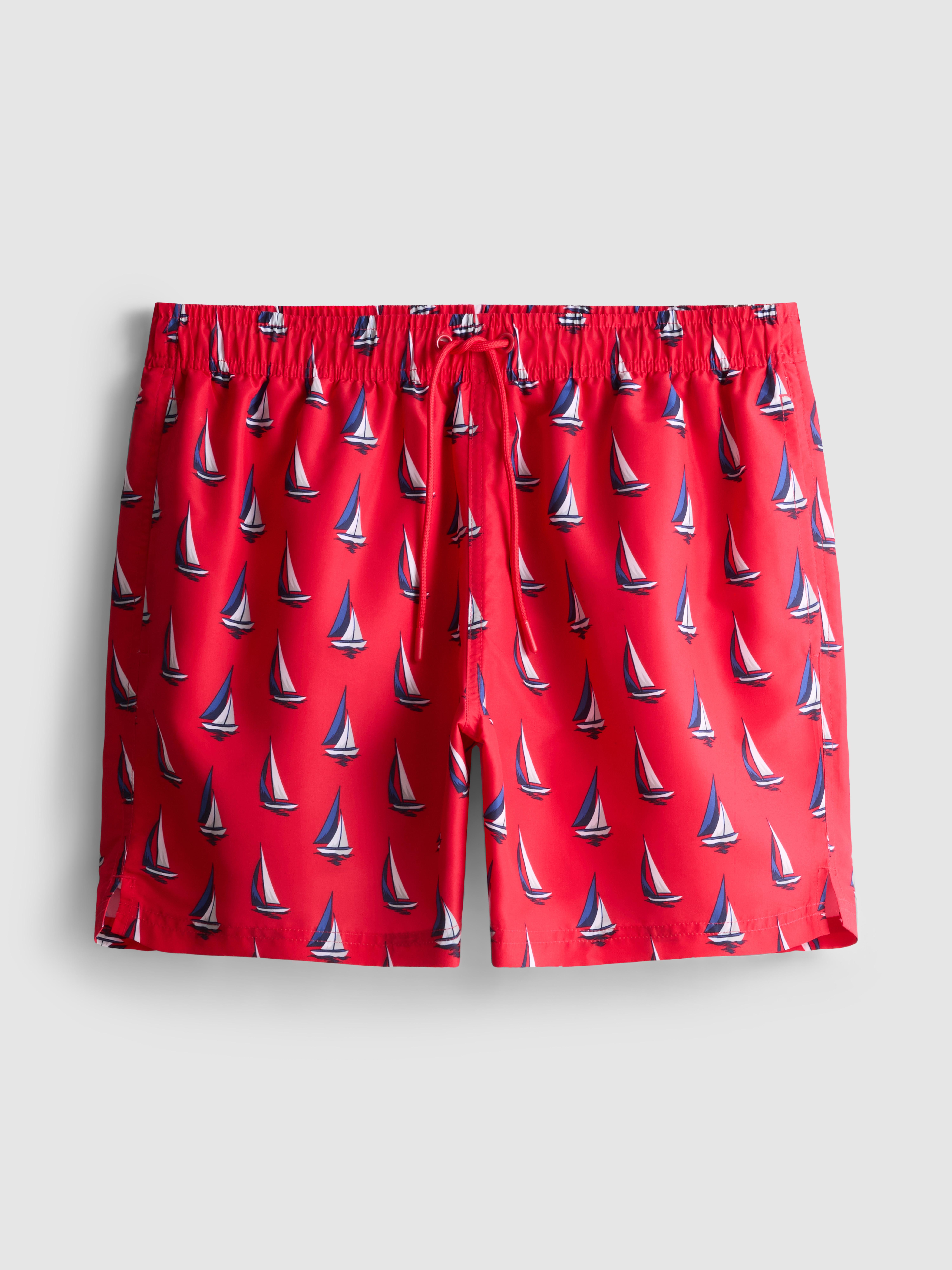 Men's Red Sailboat Swimming Shorts