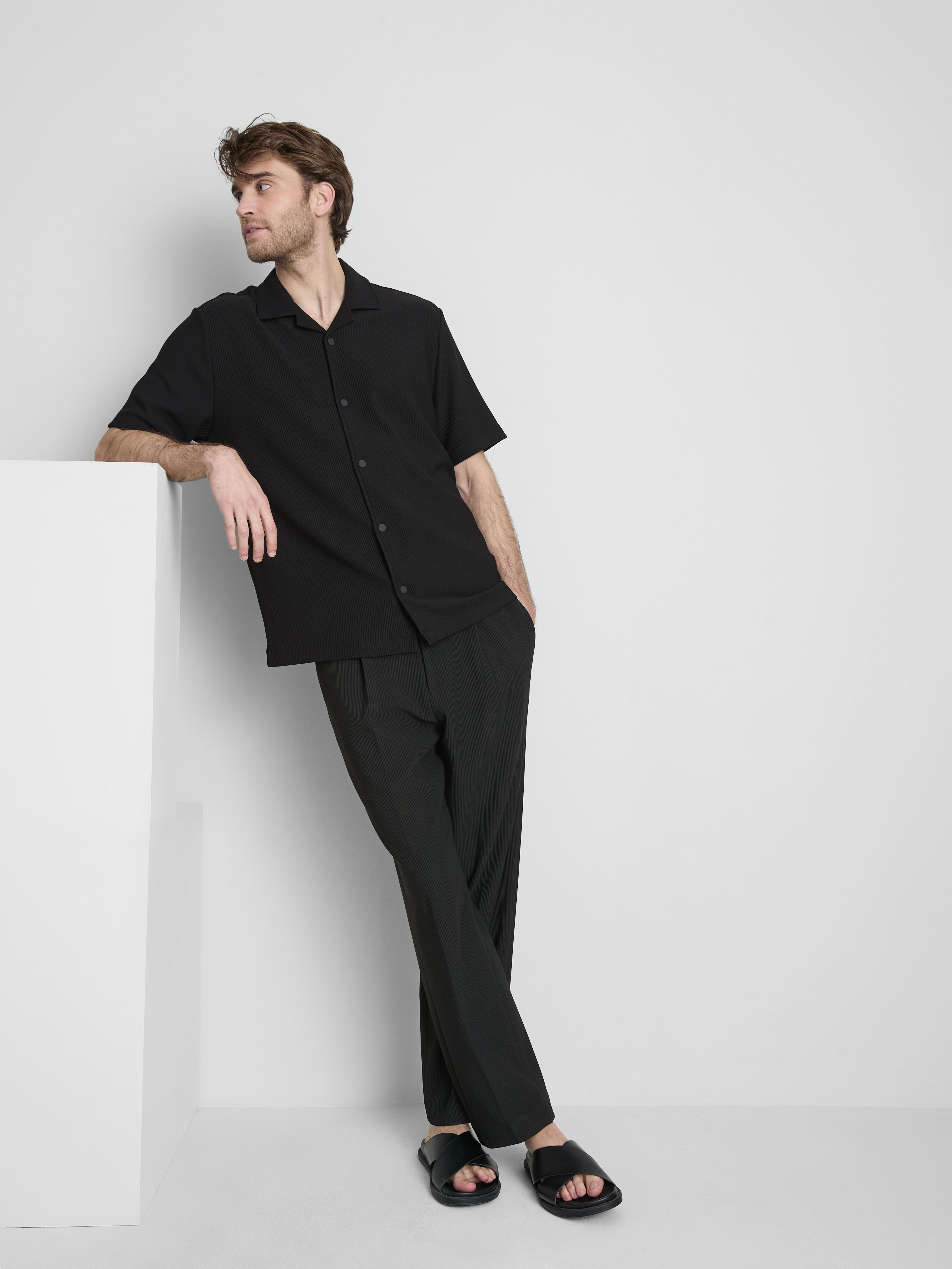 Men's Black The Edit Plisse Pants