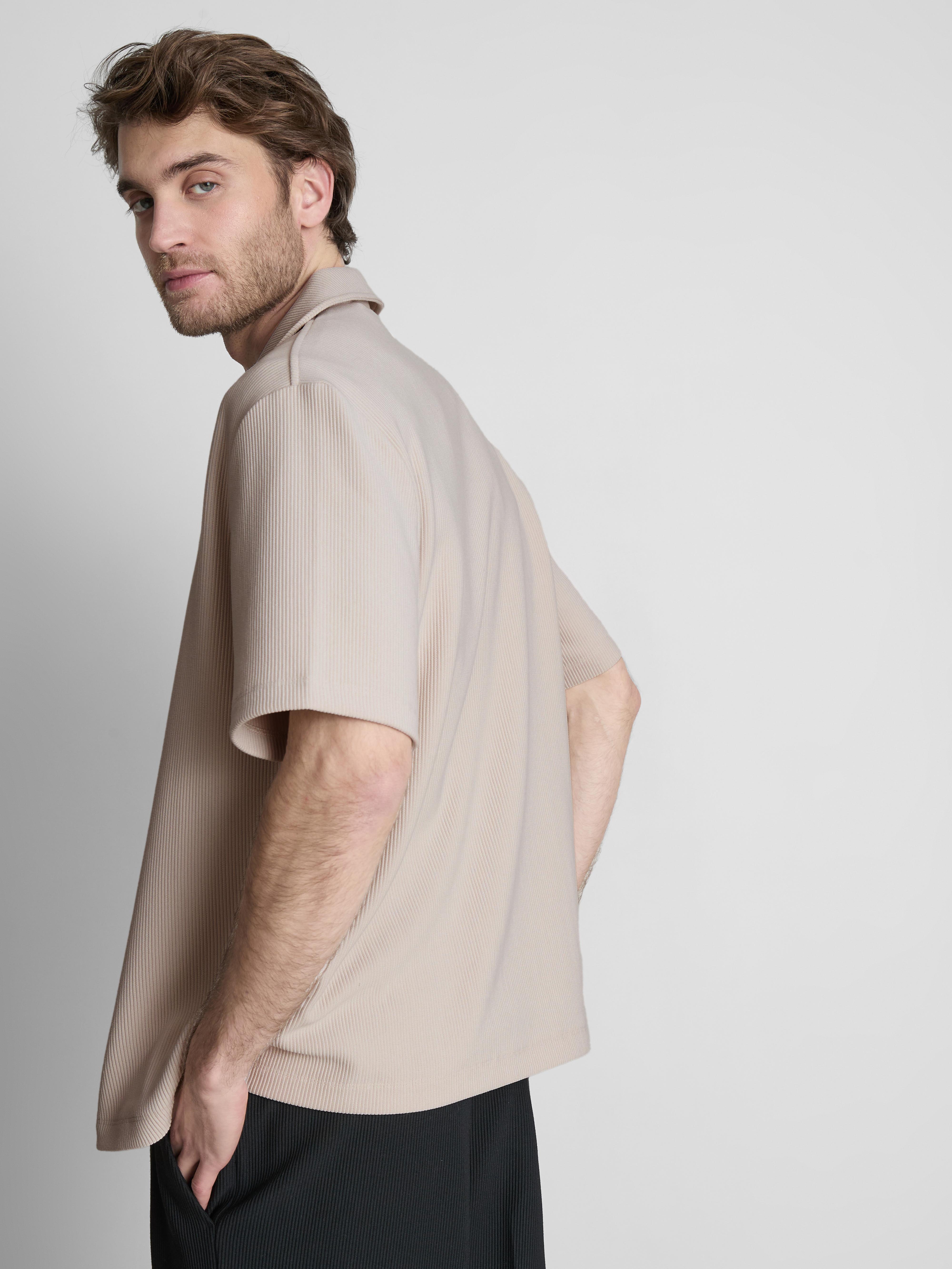 Men's Ivory The Edit Plissé Shirt