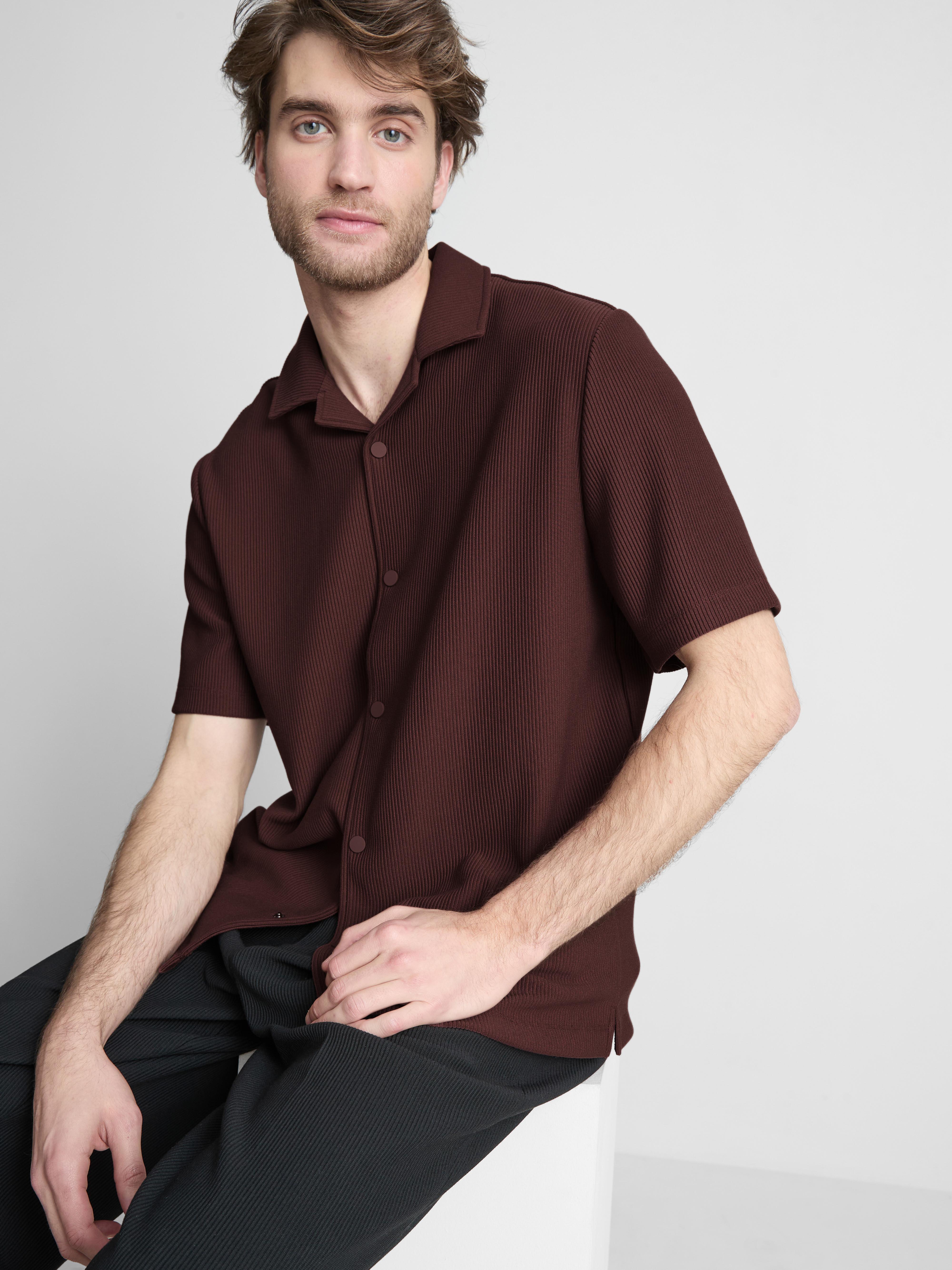 Men's Burnt Orange The Edit Plissé Shirt