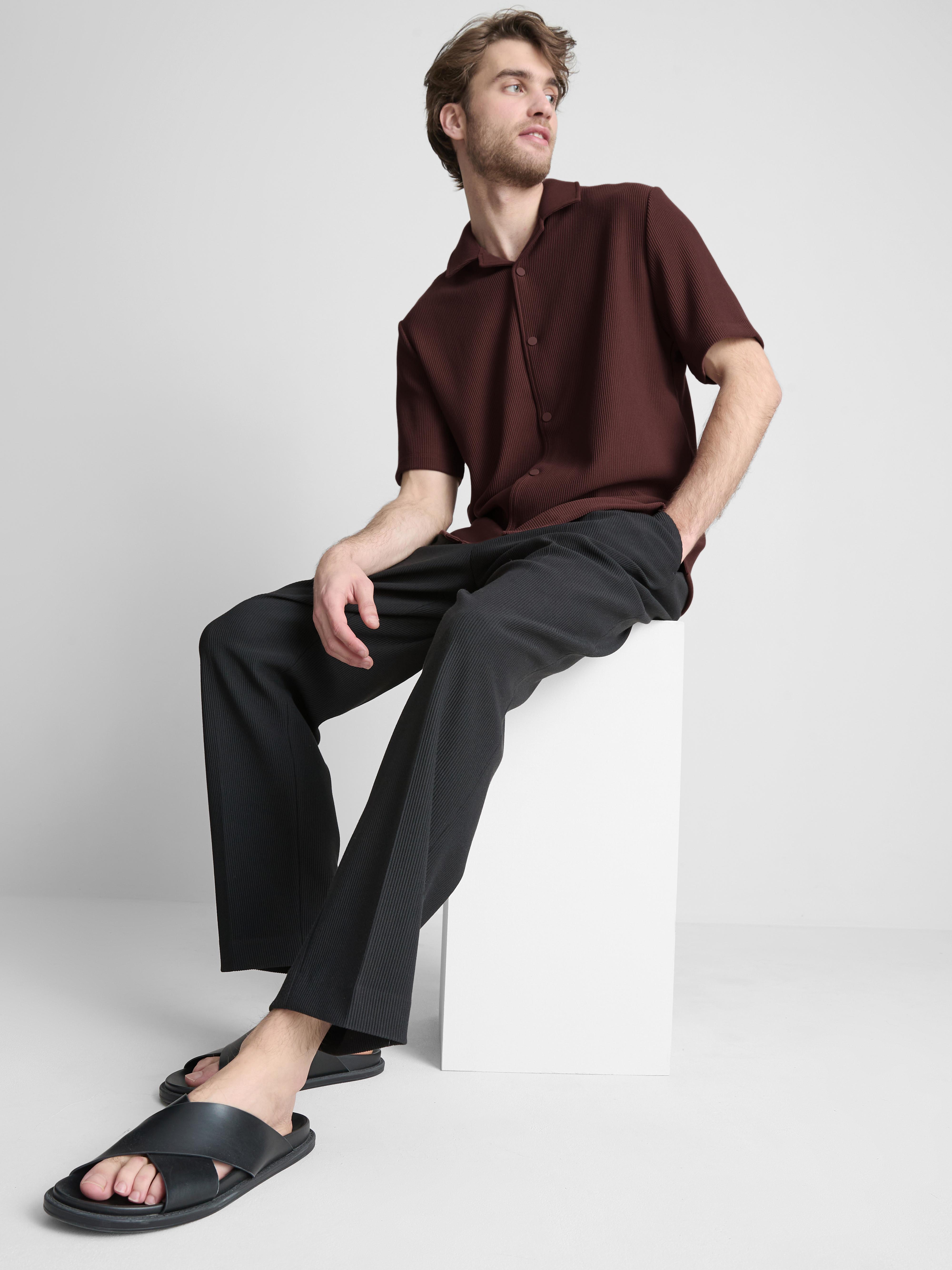 Men's Burnt Orange The Edit Plissé Shirt