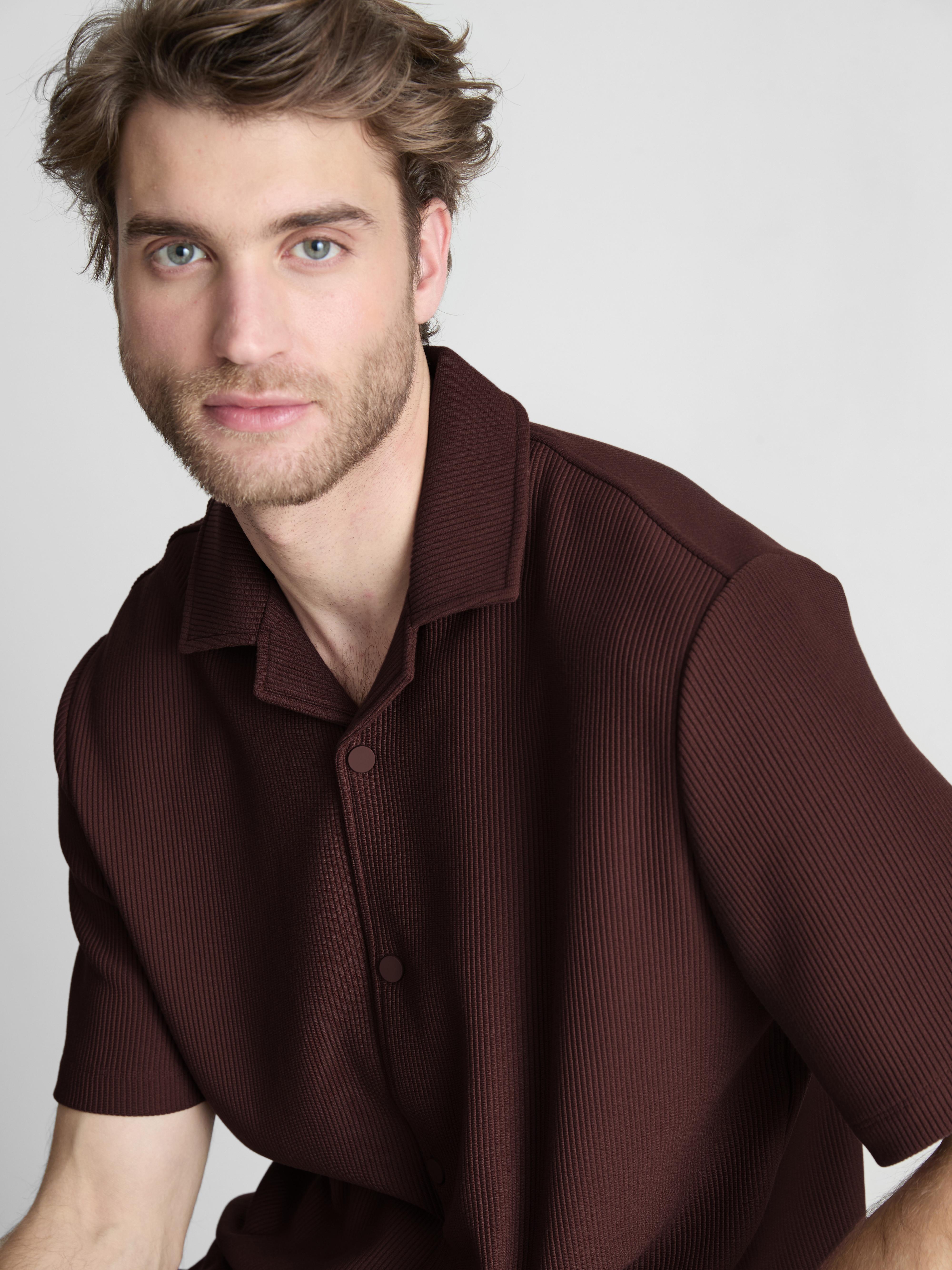 Men's Burnt Orange The Edit Plissé Shirt