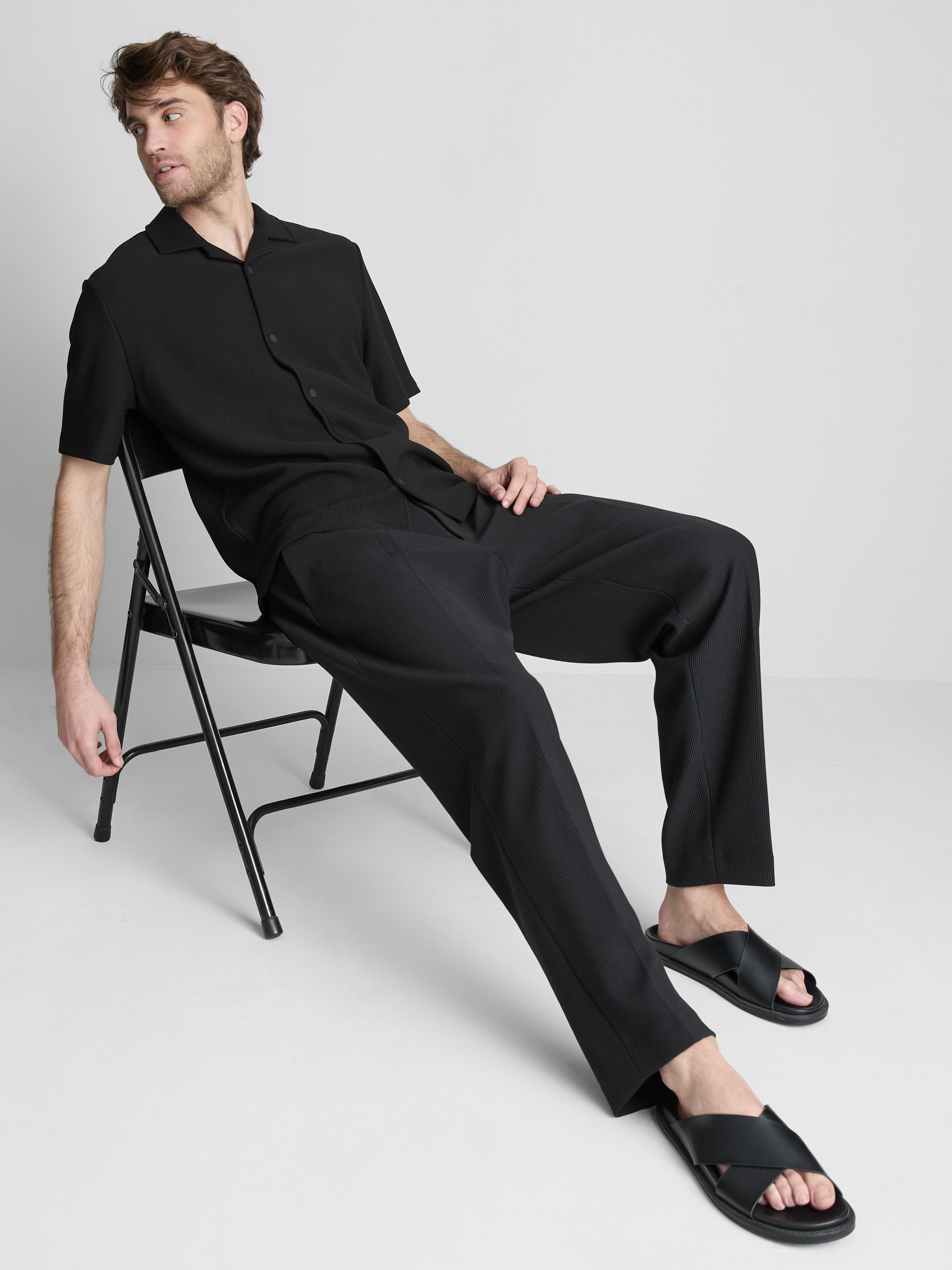 Men's Black The Edit Plissé Shirt