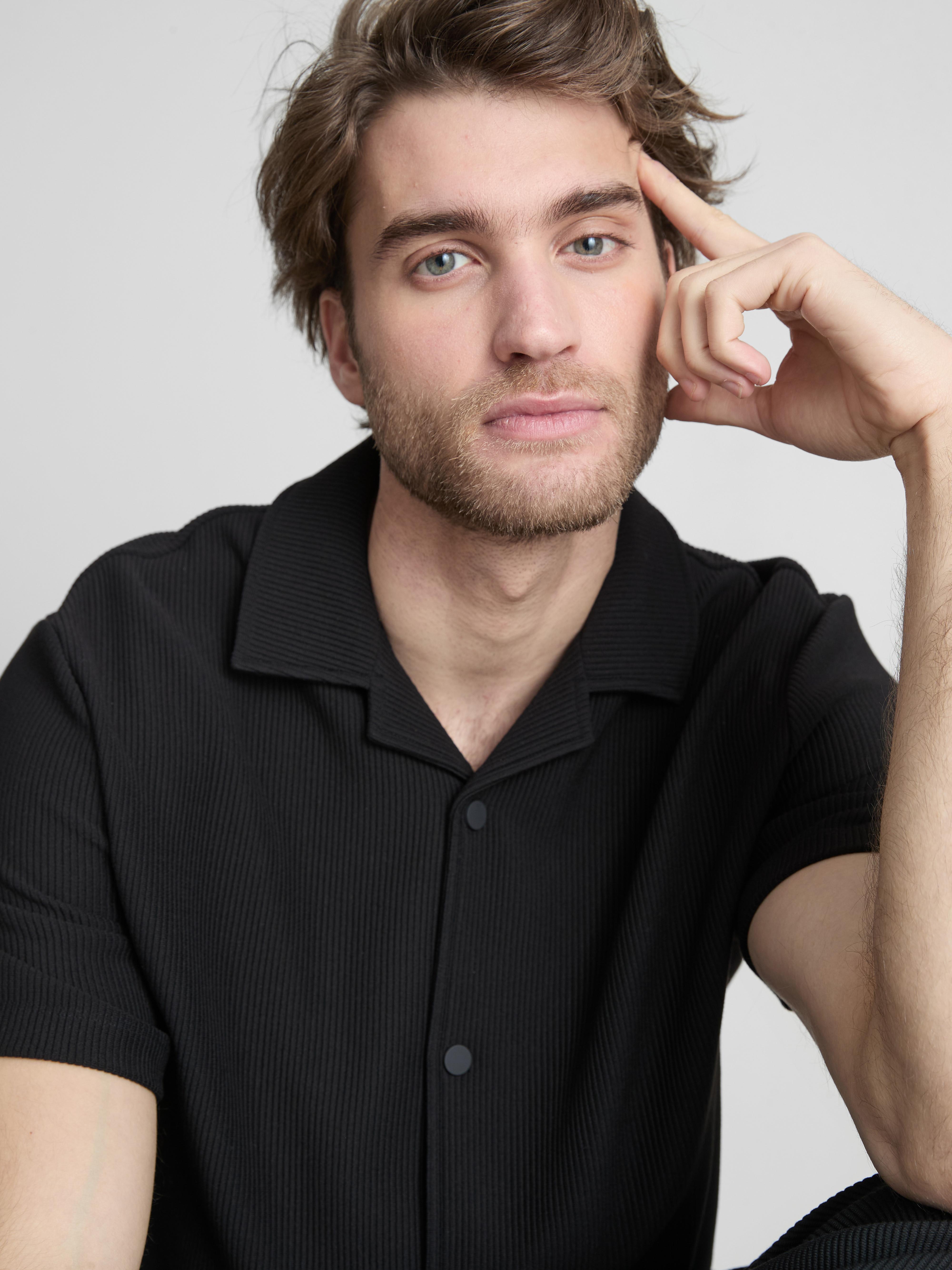 Men's Black The Edit Plissé Shirt