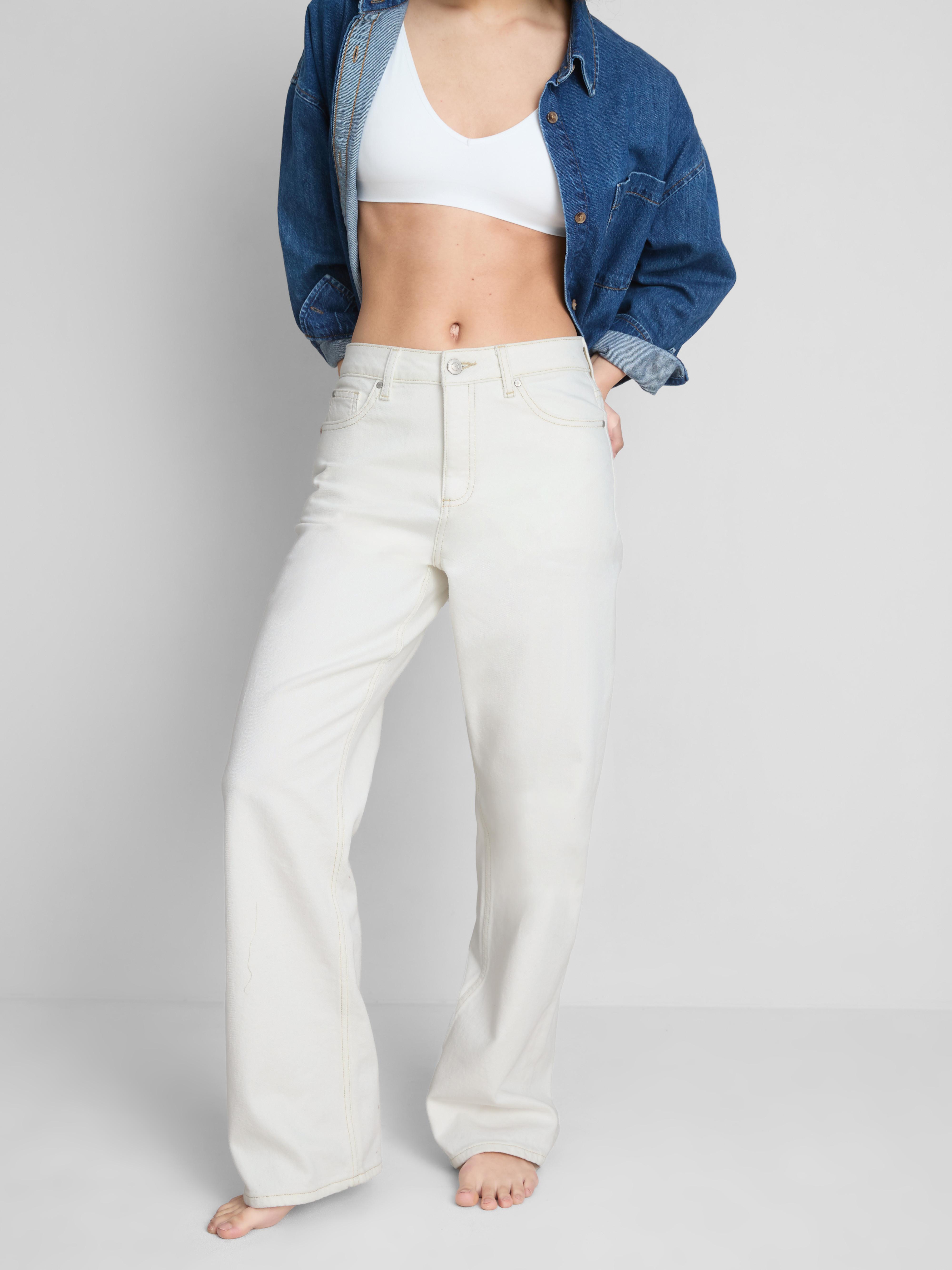Cotton Denim Straight Leg Jeans