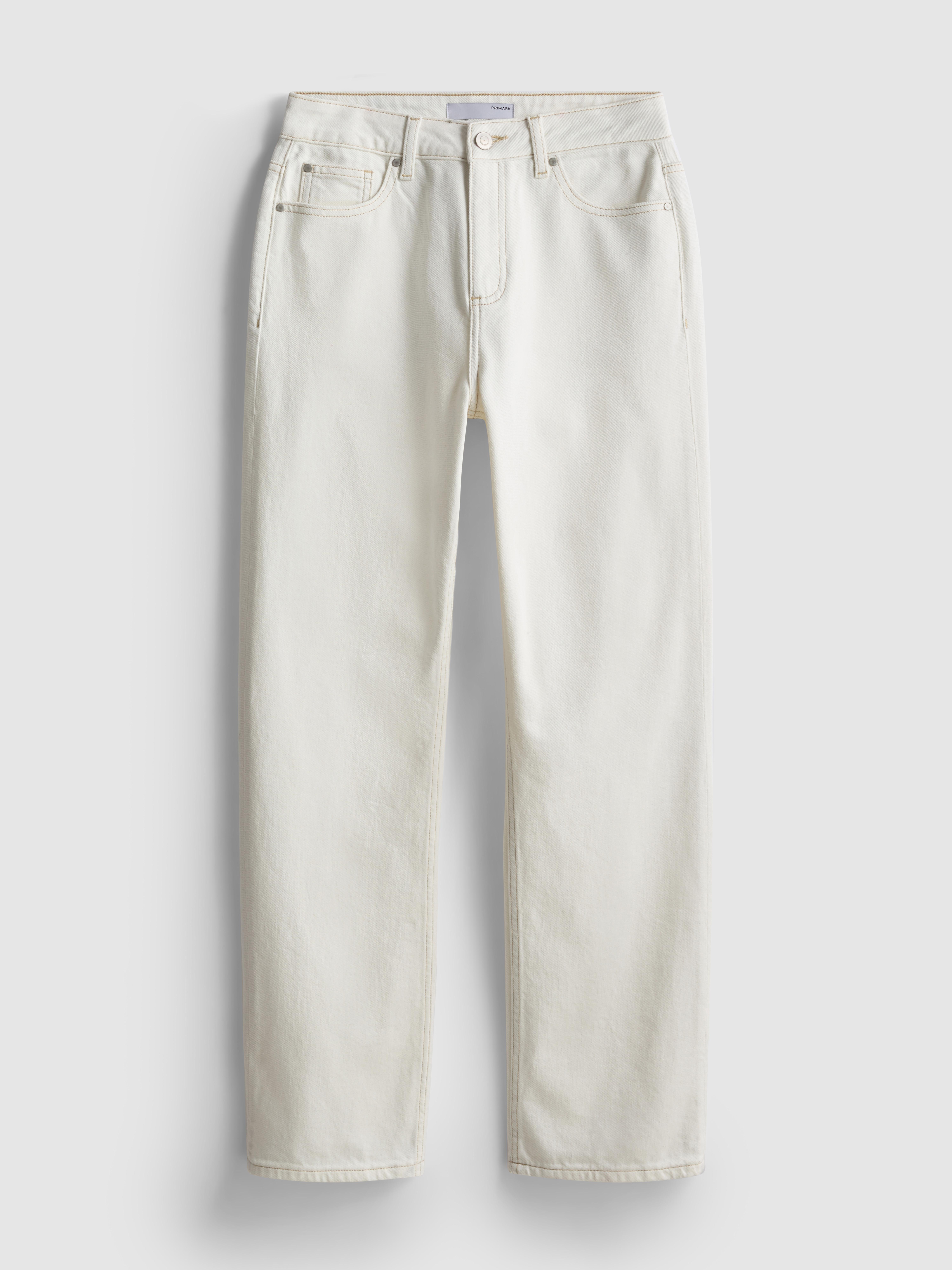 Cotton Denim Straight Leg Jeans