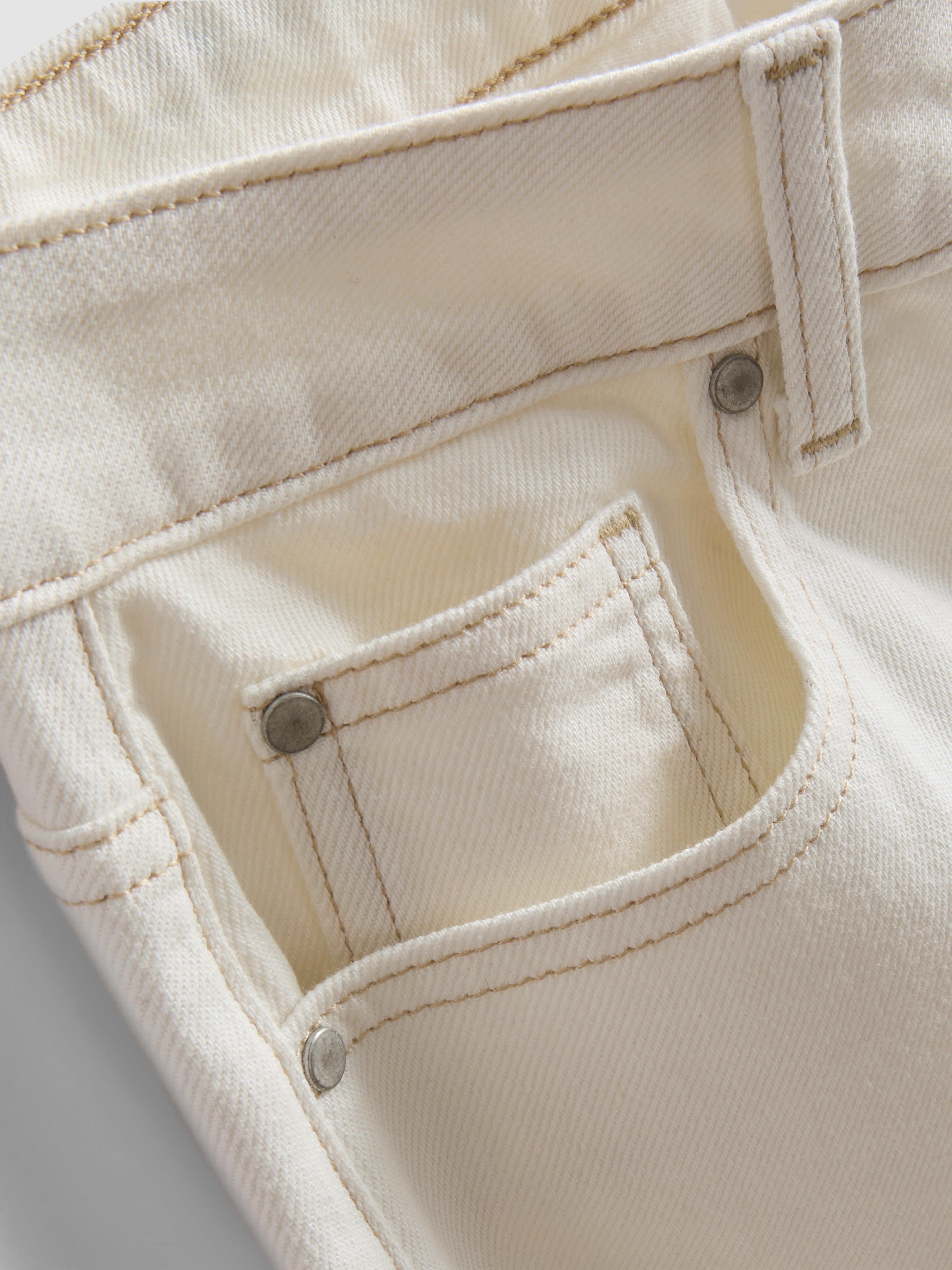 Cotton Denim Straight Leg Jeans