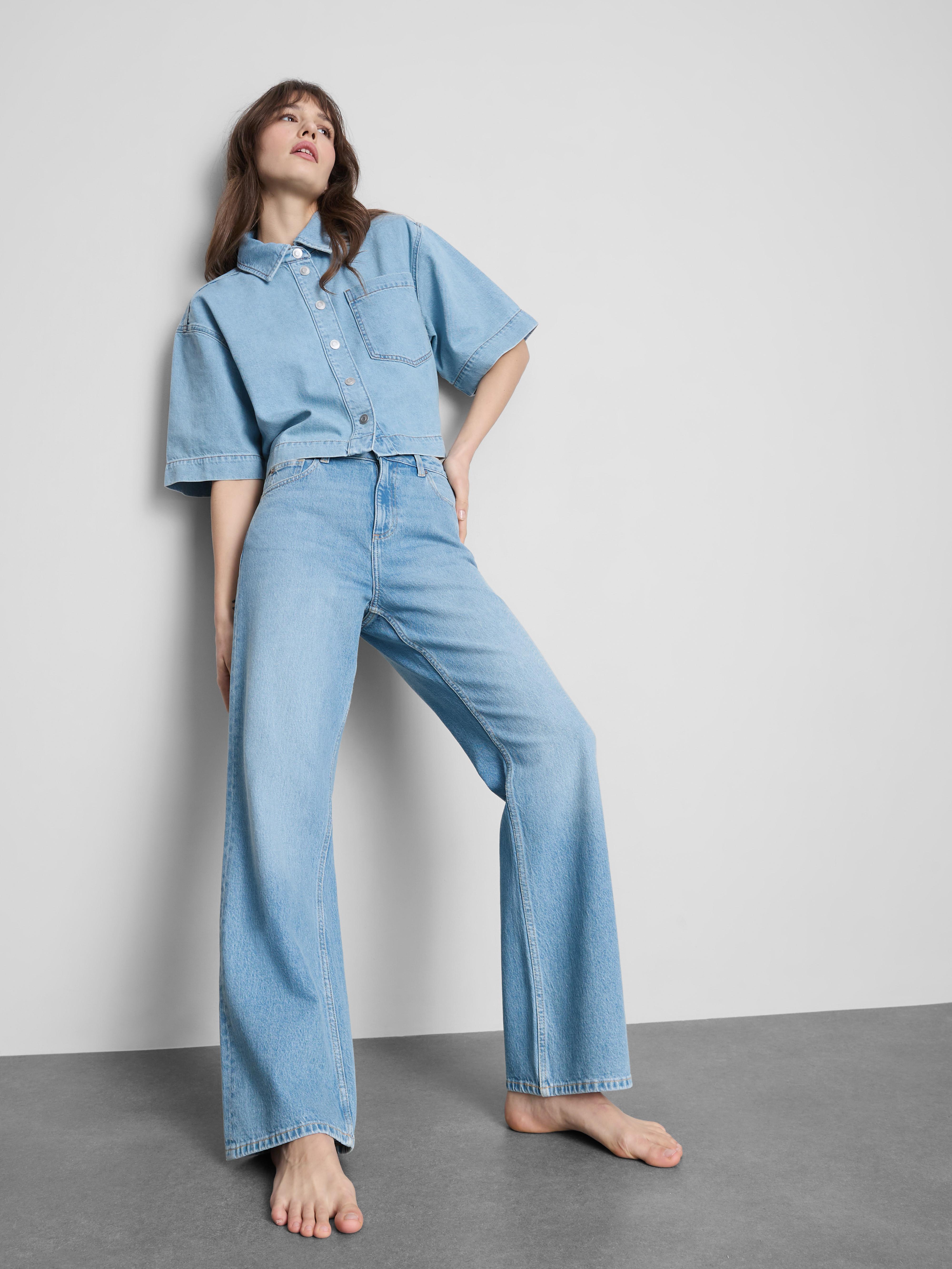 Jean droit en denim de coton