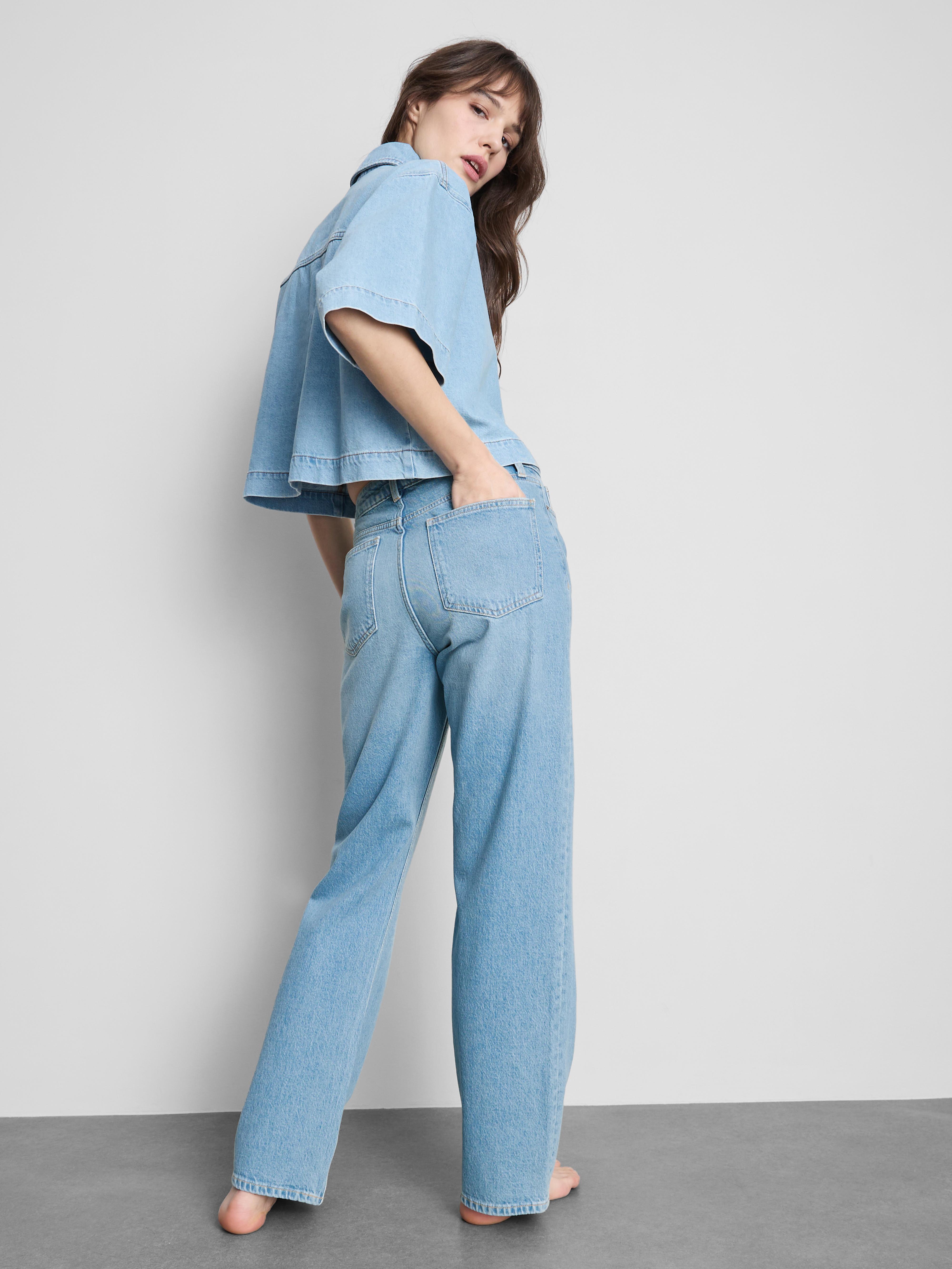 Jean droit en denim de coton