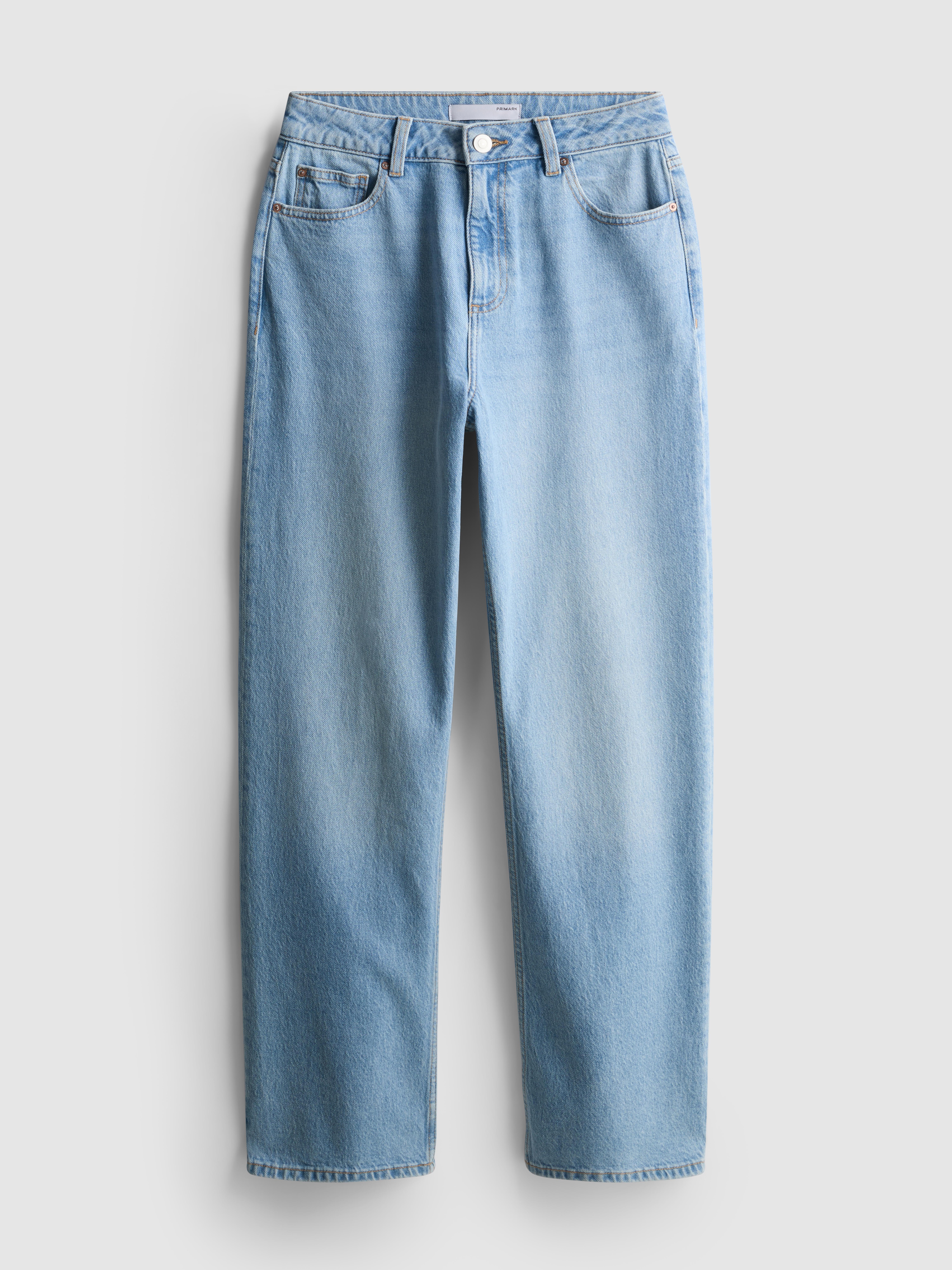 Cotton Denim Straight Leg Jeans