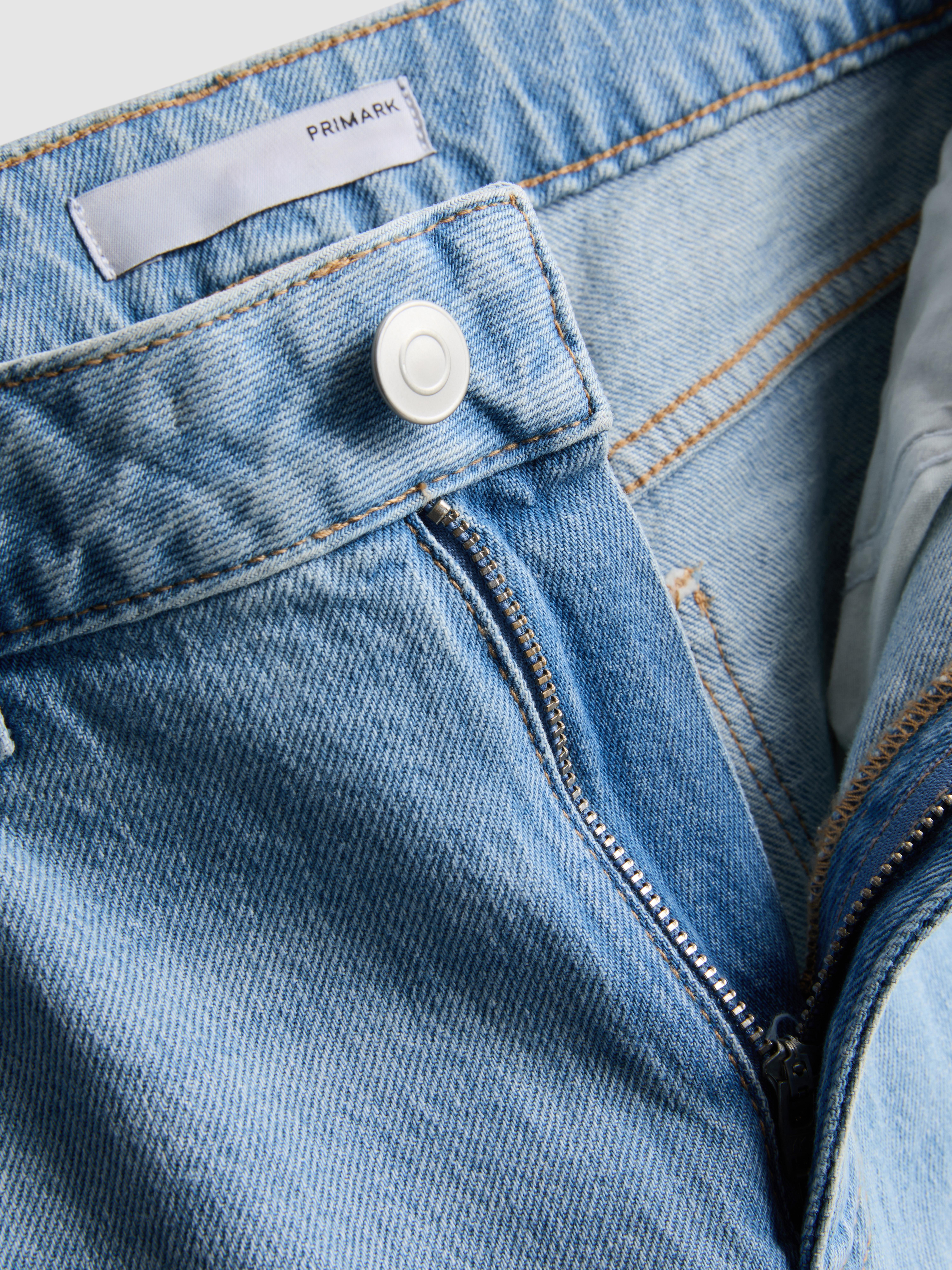 Cotton Denim Straight Leg Jeans