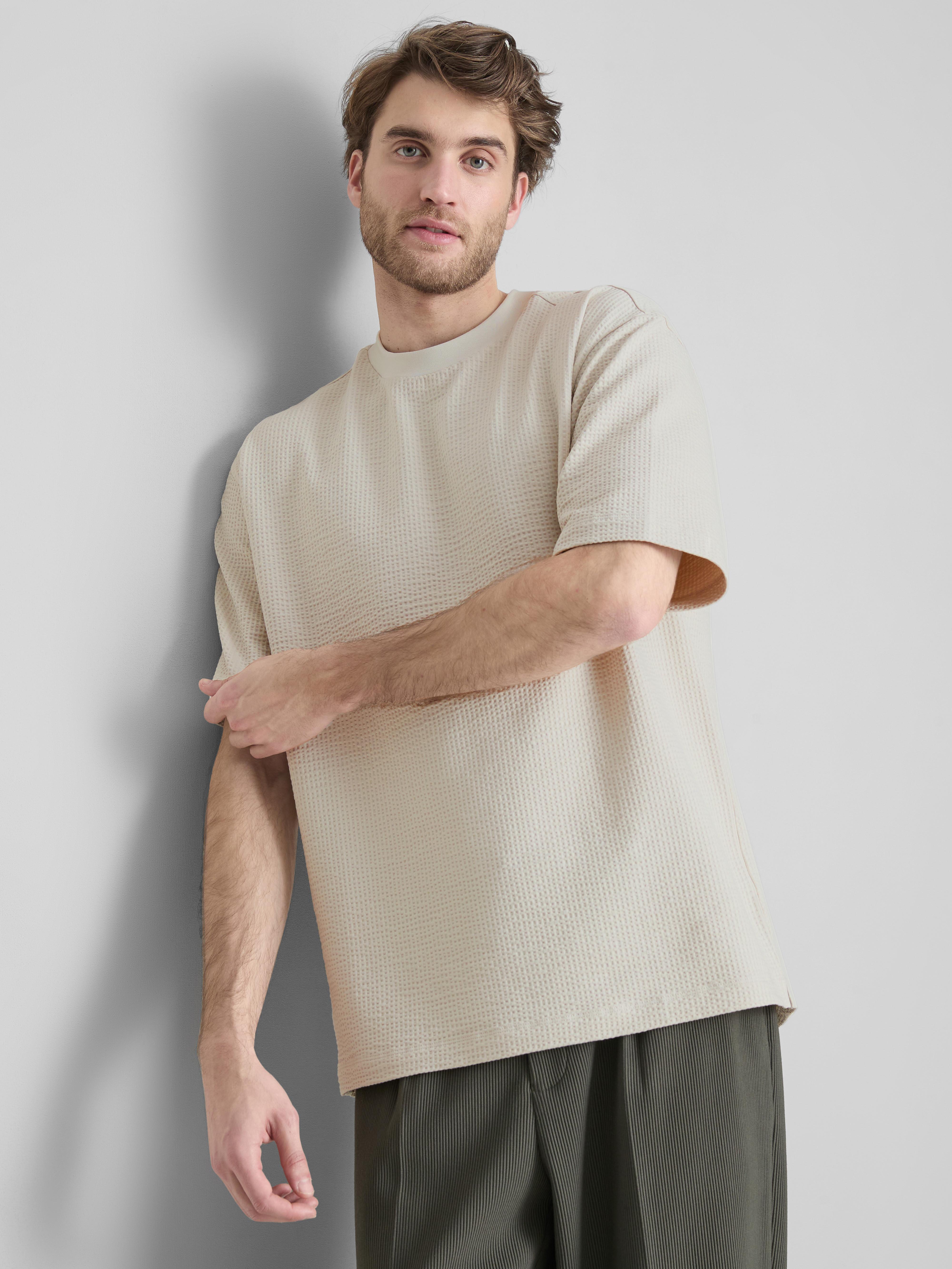 Men's Ivory Short Sleeve Textured T-Shirt