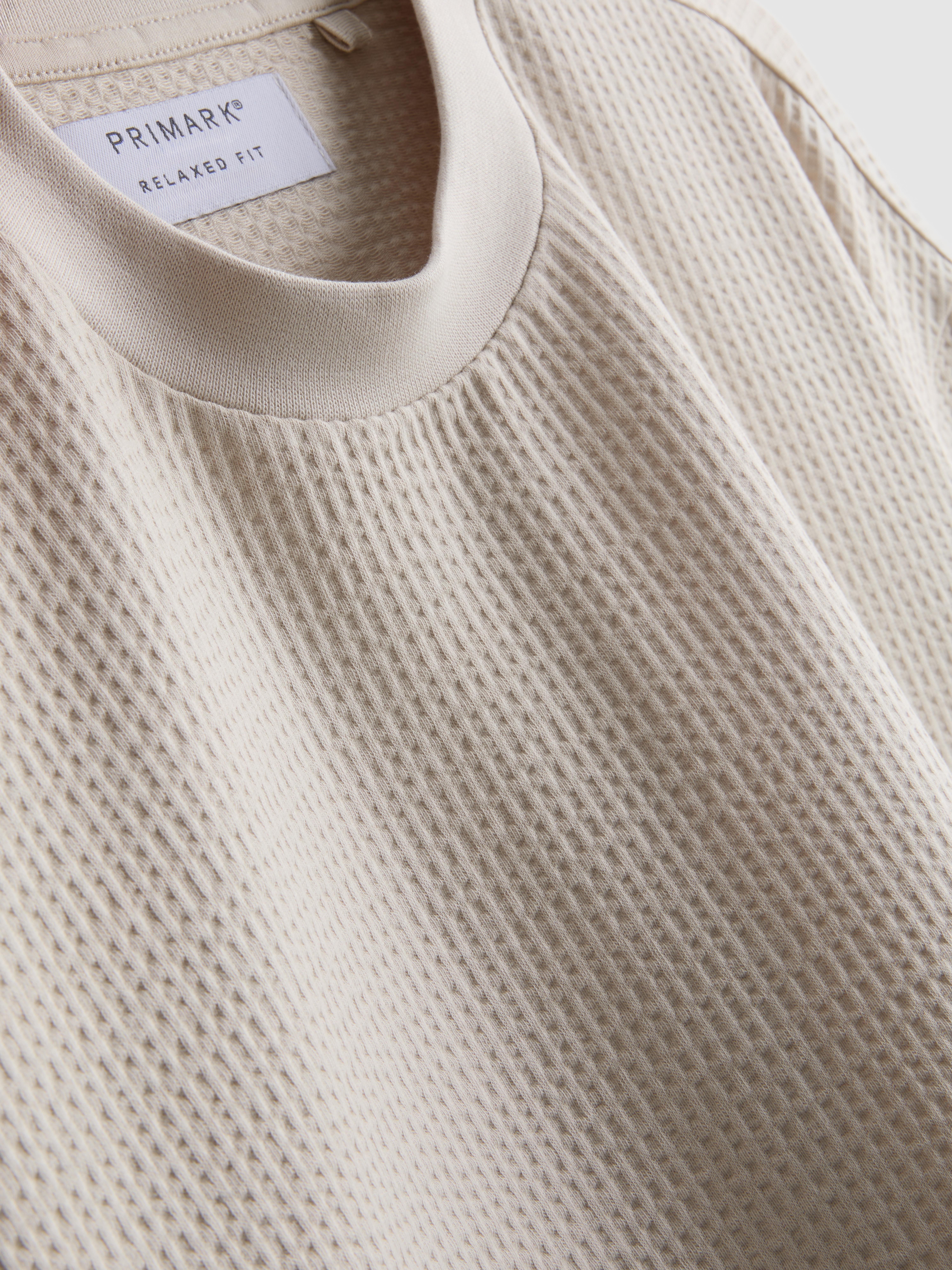 Men's Ivory Short Sleeve Textured T-Shirt