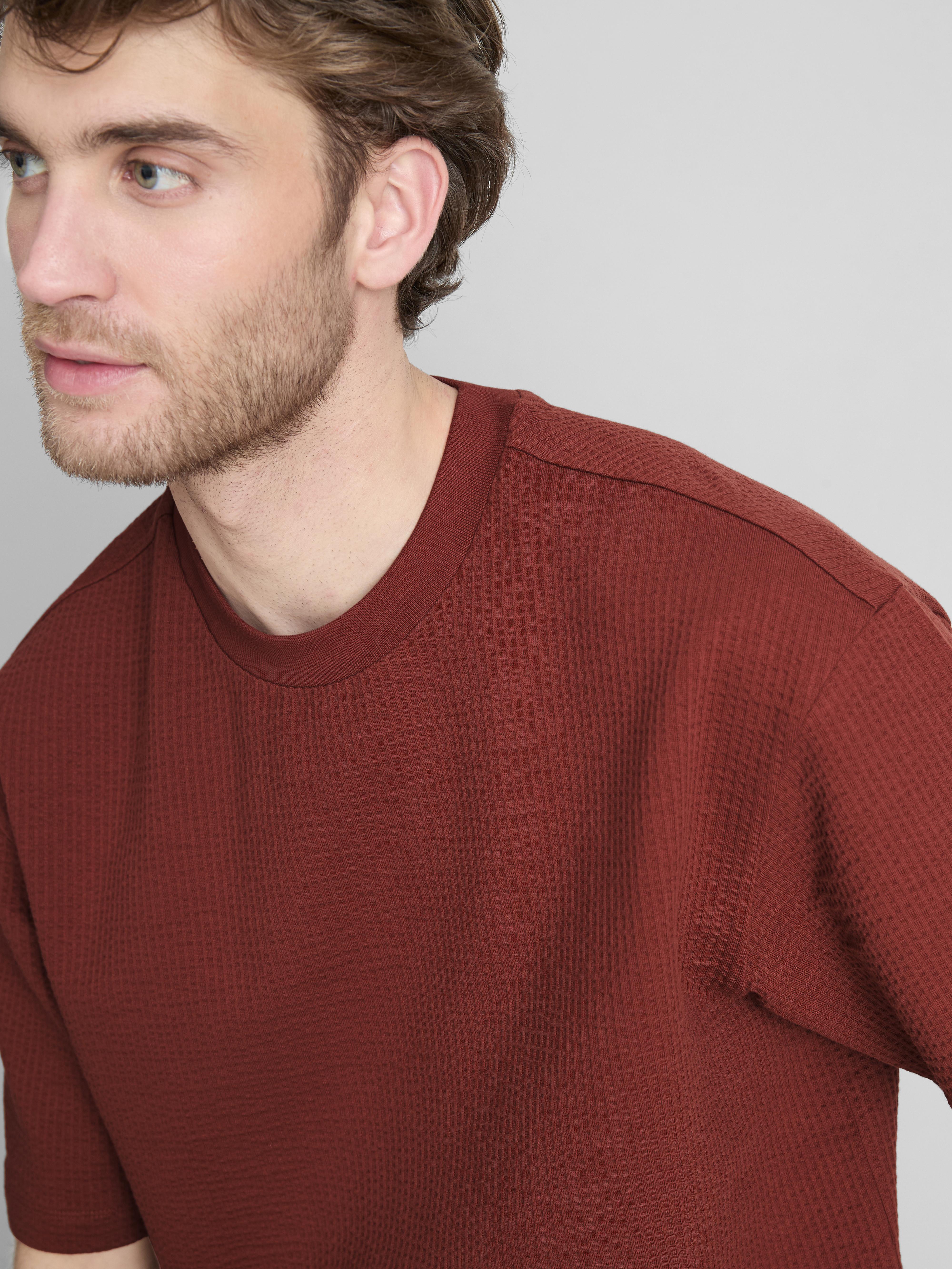 Men's Burnt Orange Short Sleeve Textured T-Shirt