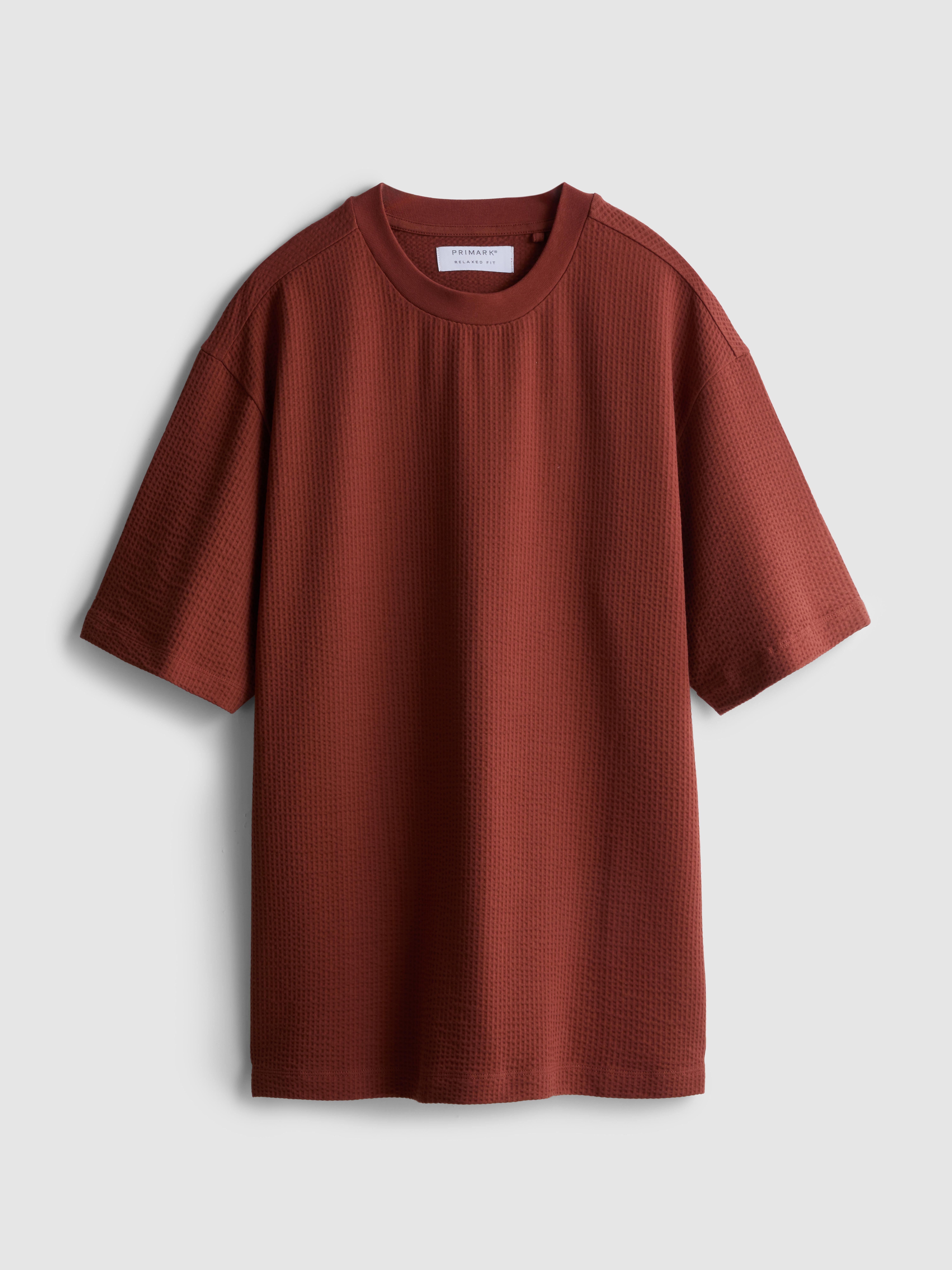 Men's Burnt Orange Short Sleeve Textured T-Shirt