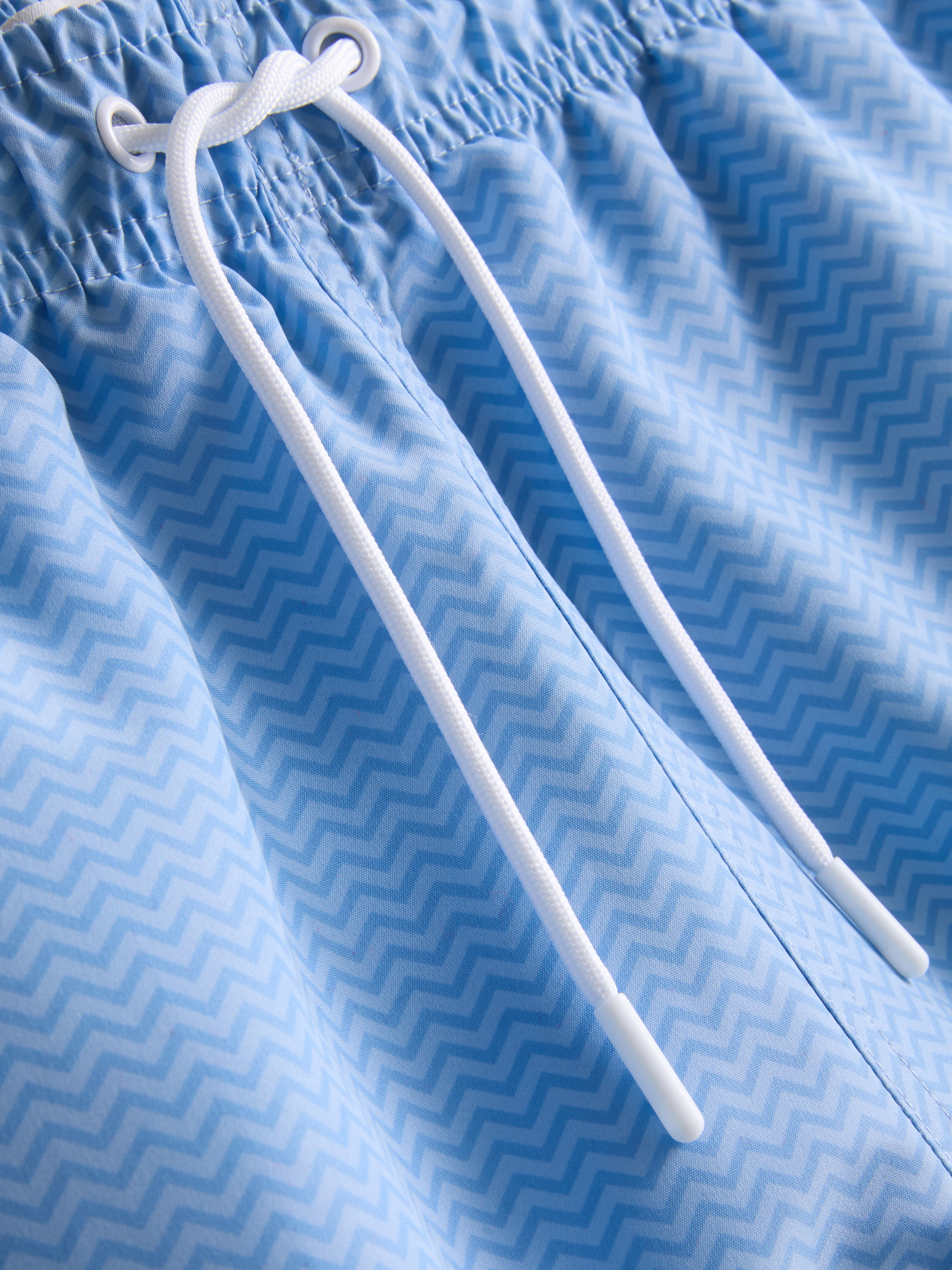 Men's Light Blue Zig-Zag Swimming Shorts