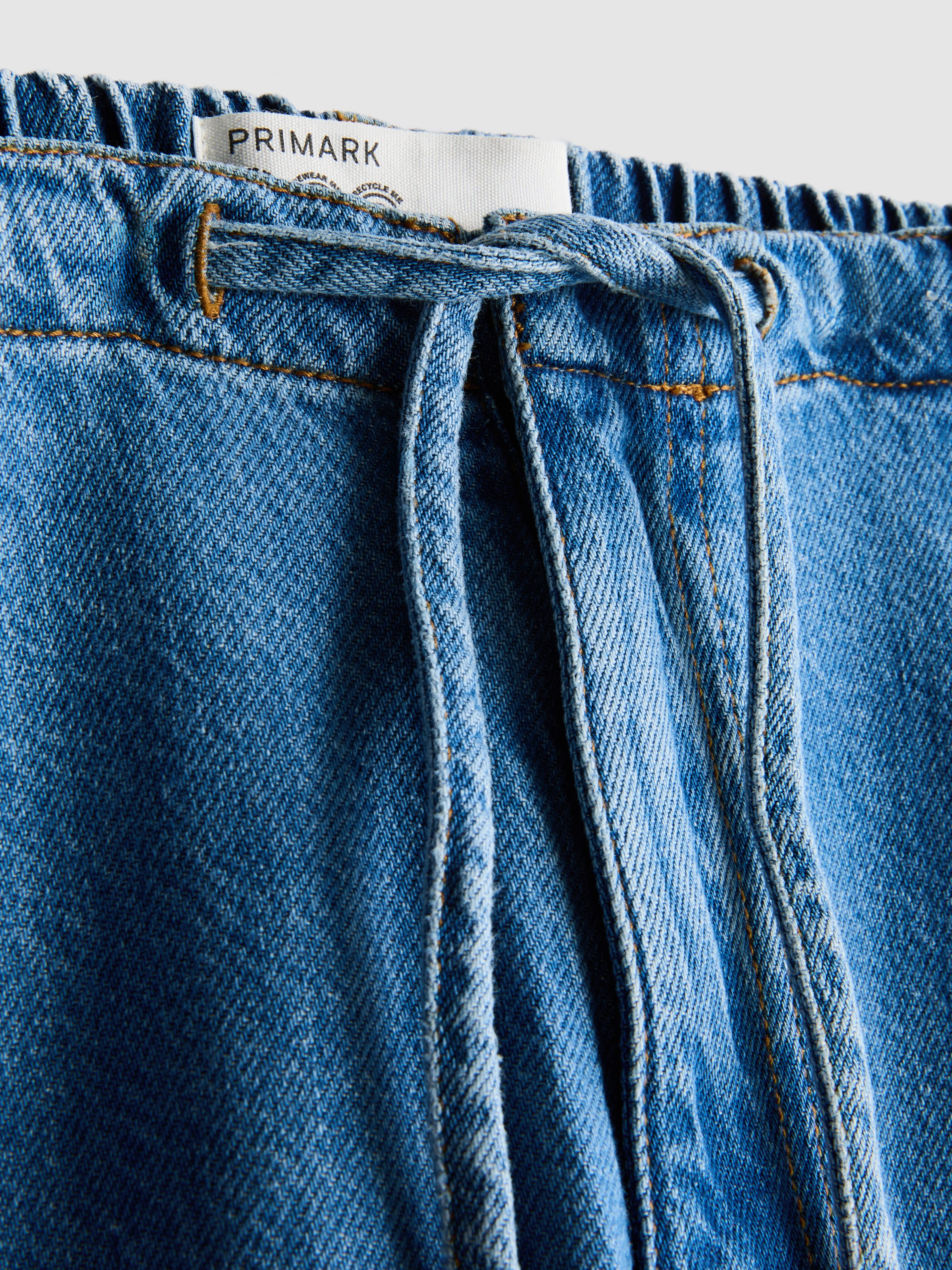 Women's Mid Blue Tie-Waist Mid-Rise Wide-Leg Jeans