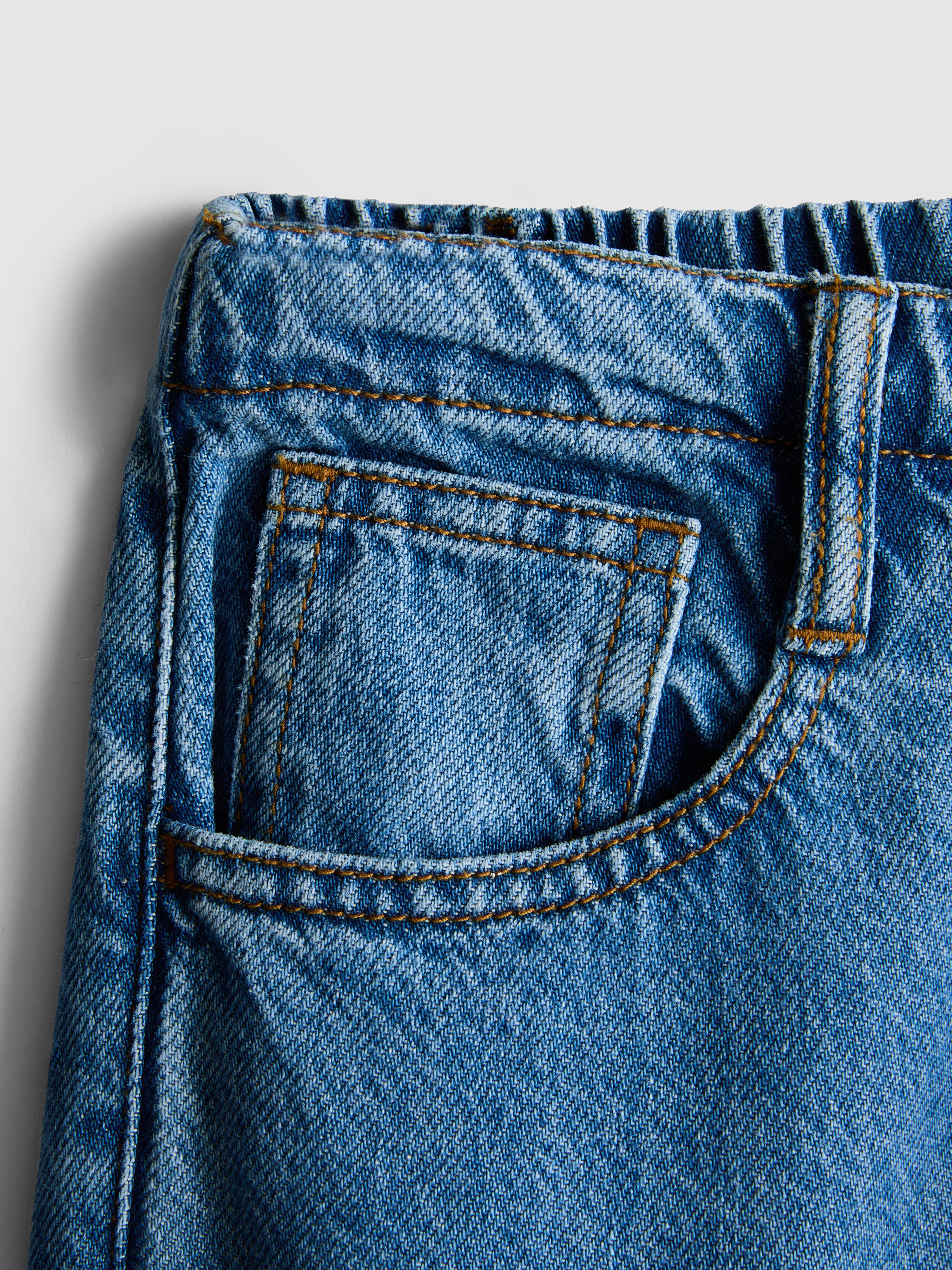 Women's Mid Blue Tie-Waist Mid-Rise Wide-Leg Jeans