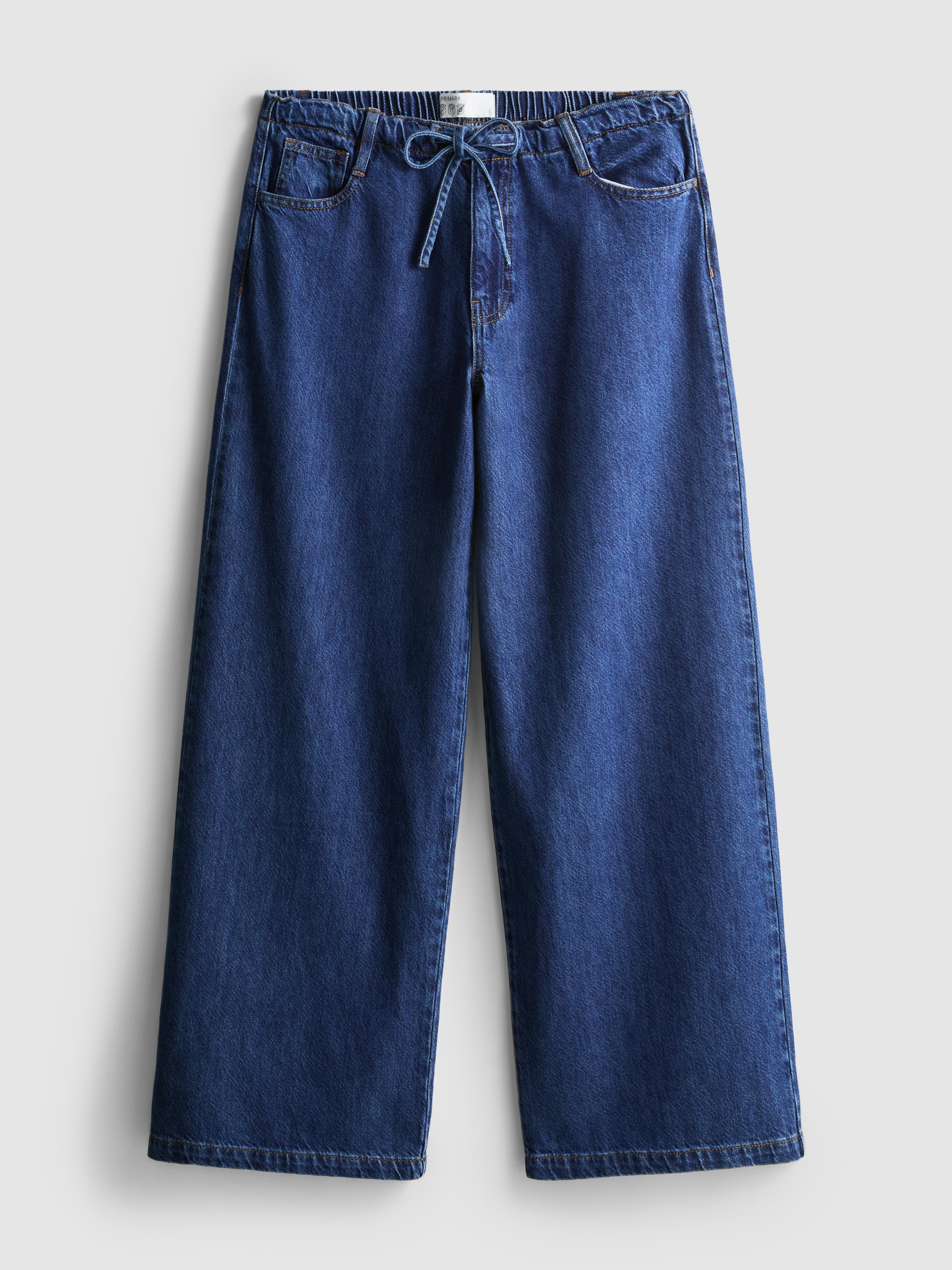 Women's Indigo Tie-Waist Mid-Rise Wide-Leg Jeans