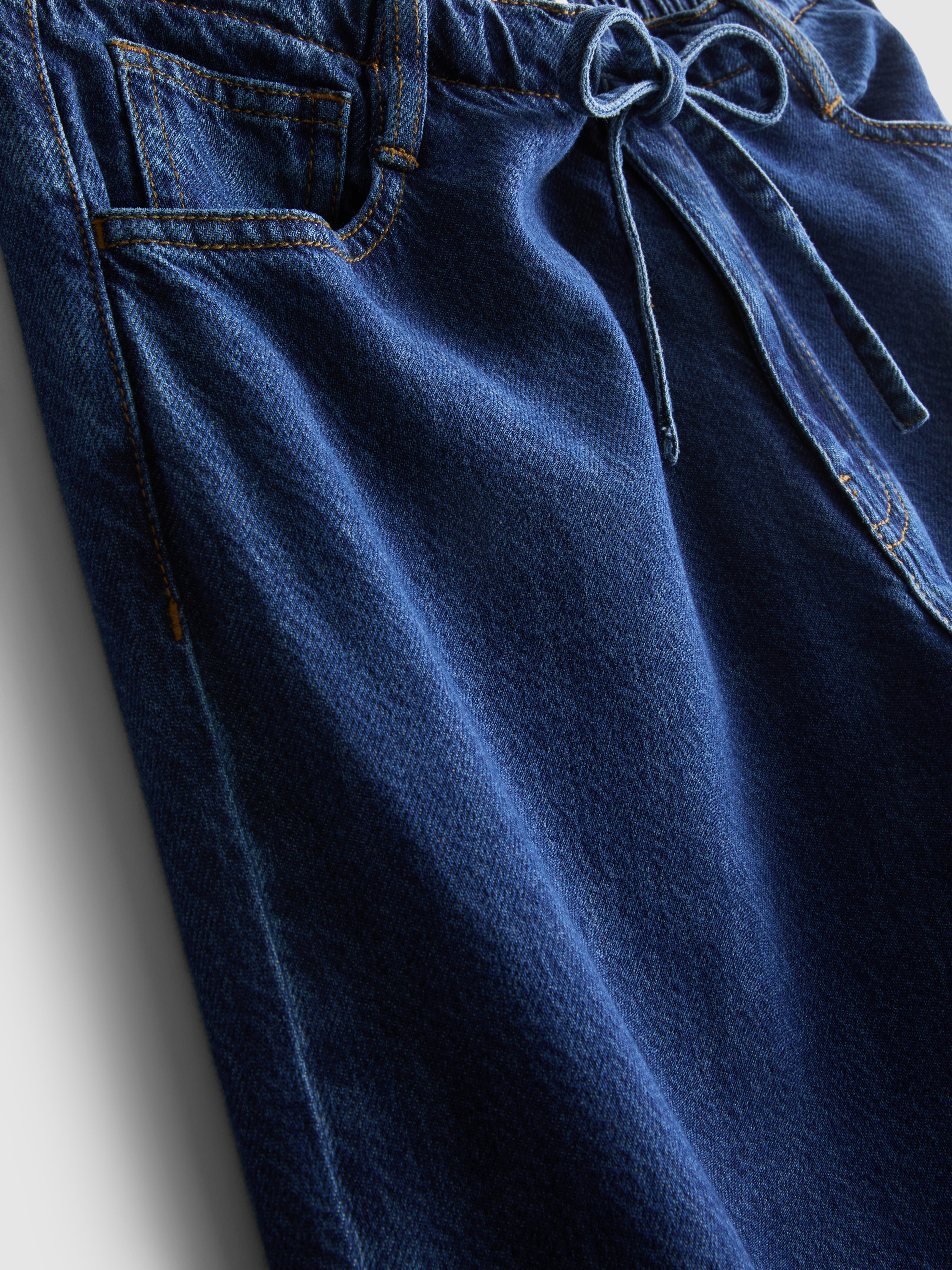 Women's Indigo Tie-Waist Mid-Rise Wide-Leg Jeans