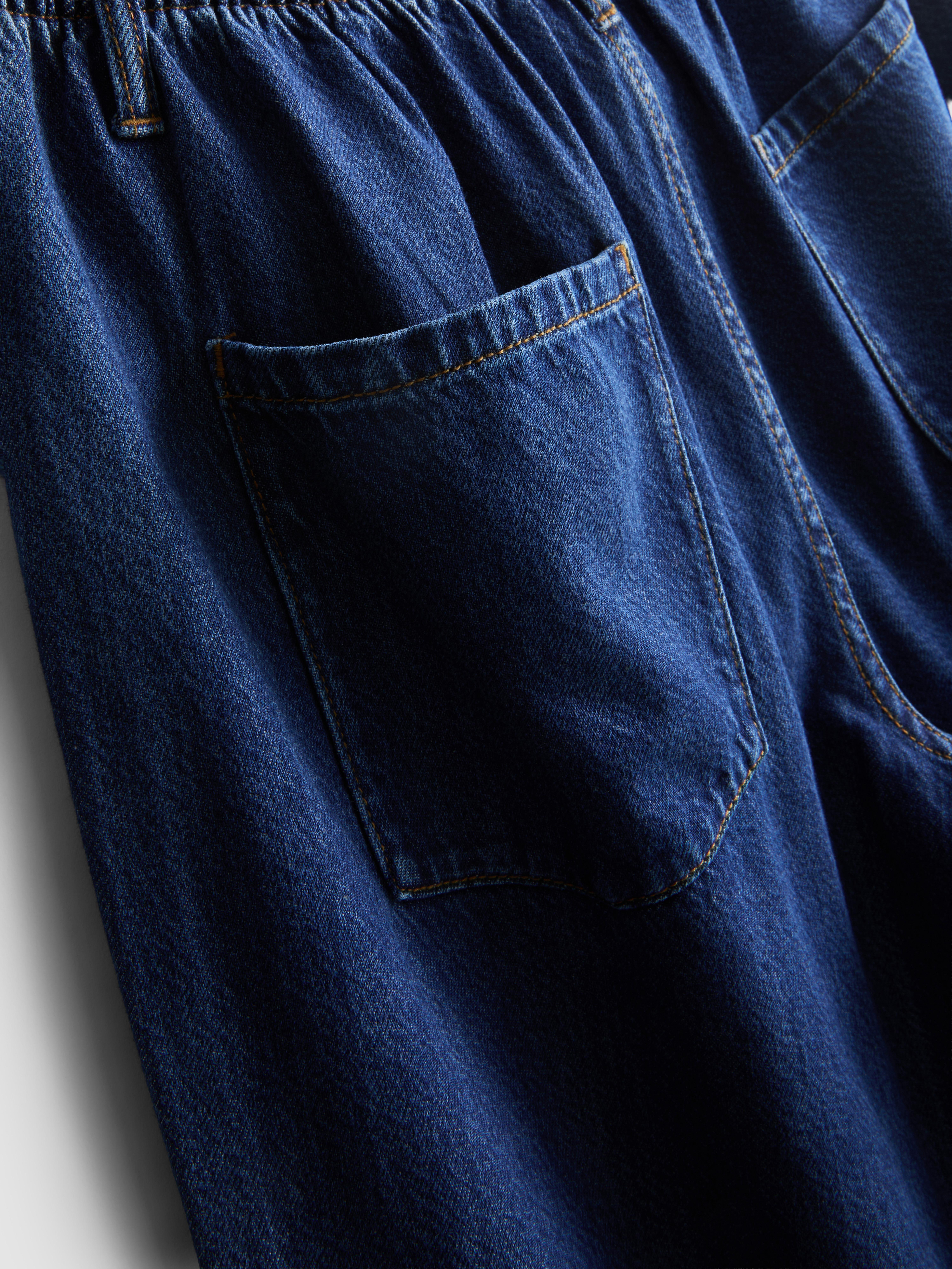 Women's Indigo Tie-Waist Mid-Rise Wide-Leg Jeans