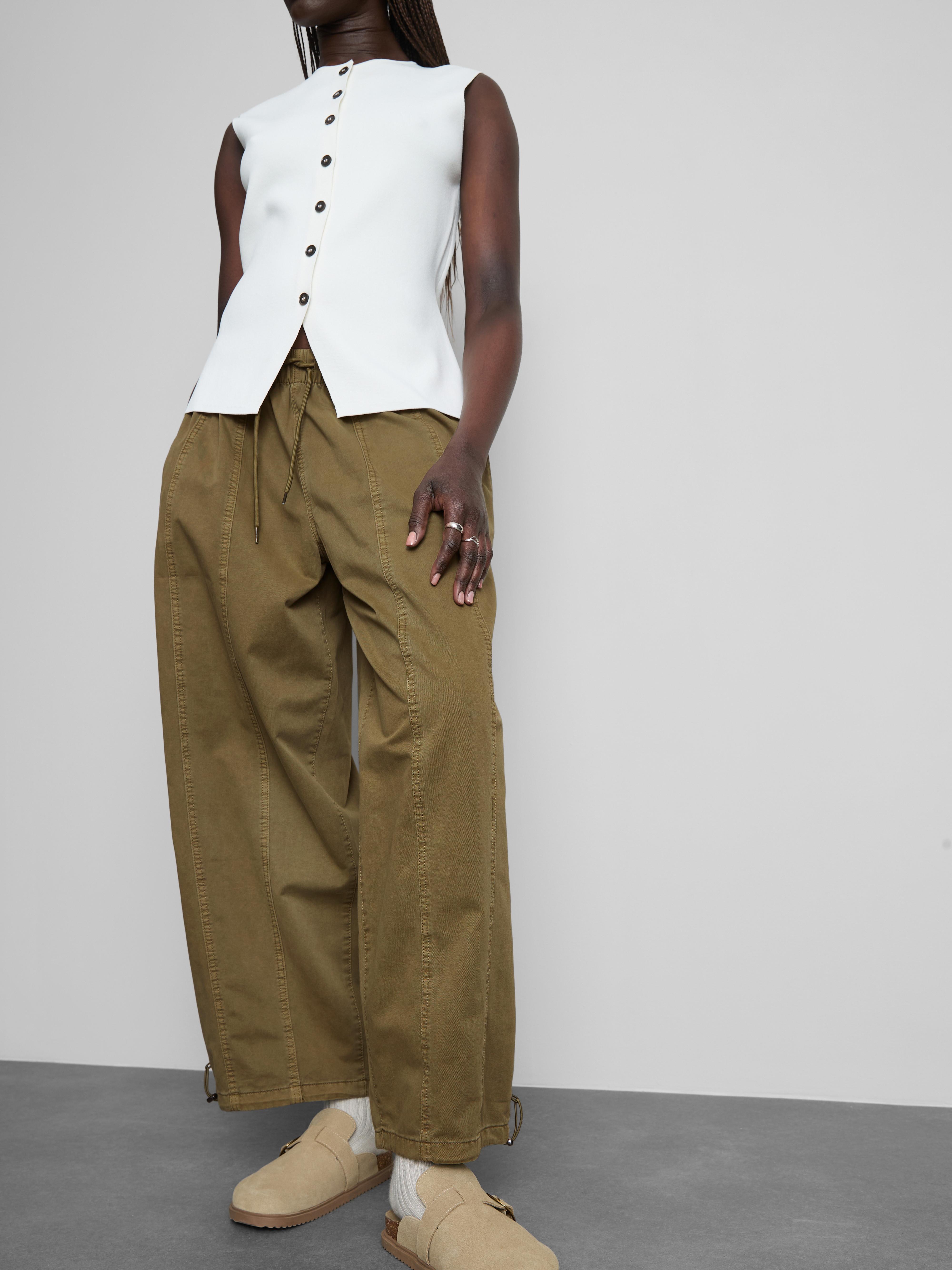 Wide Leg Seam Detail Utility Pants