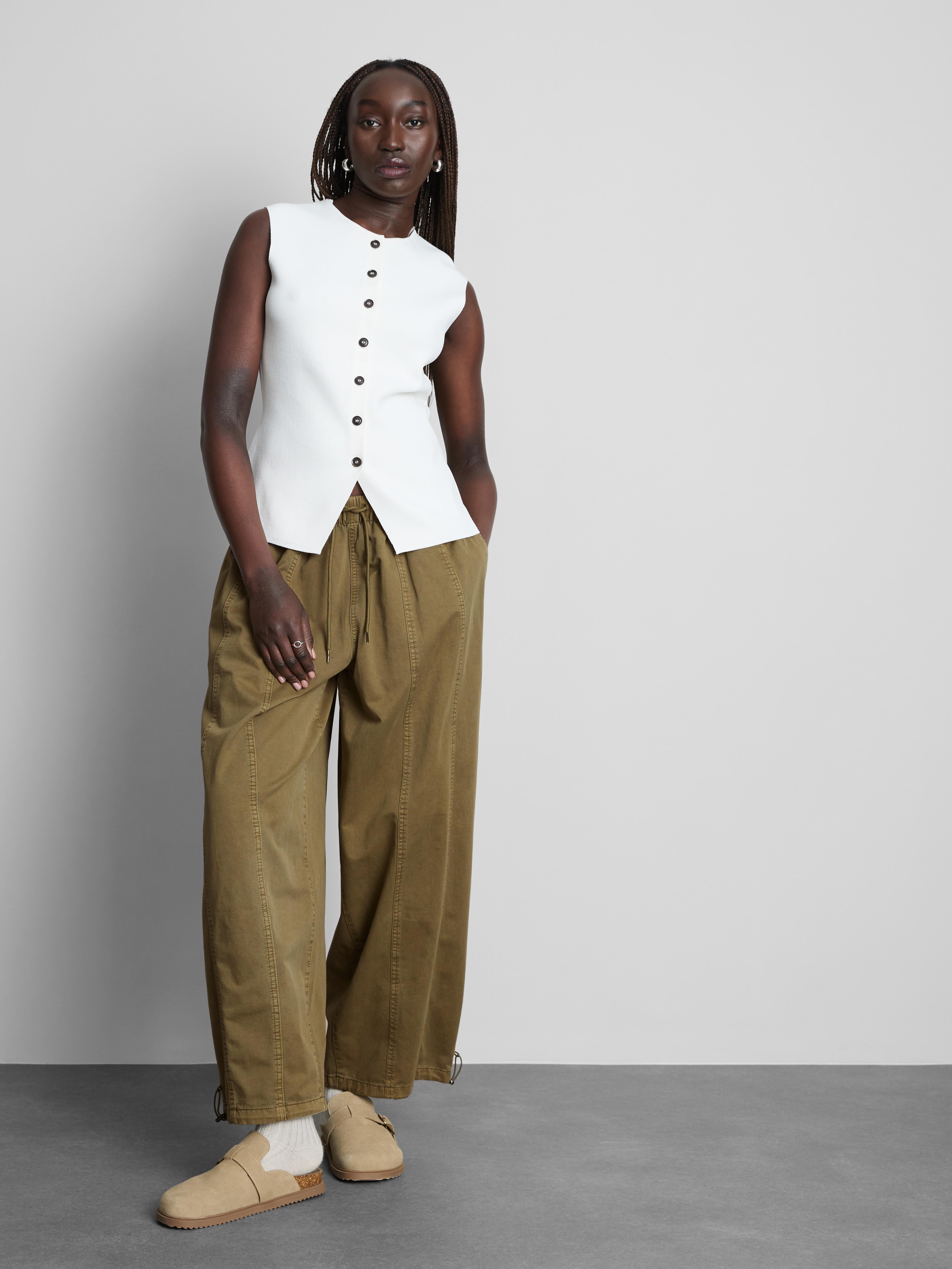 Wide Leg Seam Detail Utility Pants