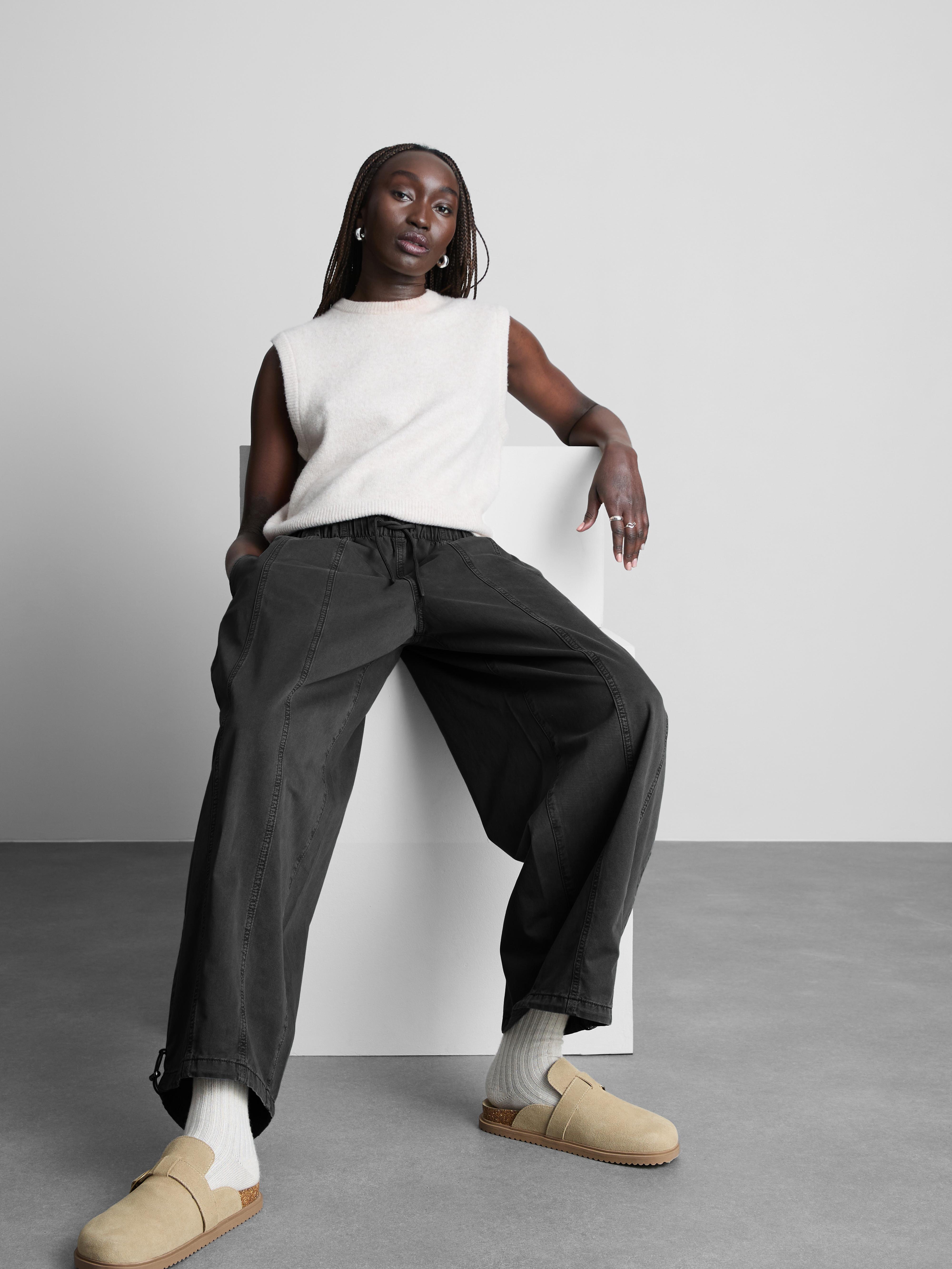Pantalon large utilitaire à coutures