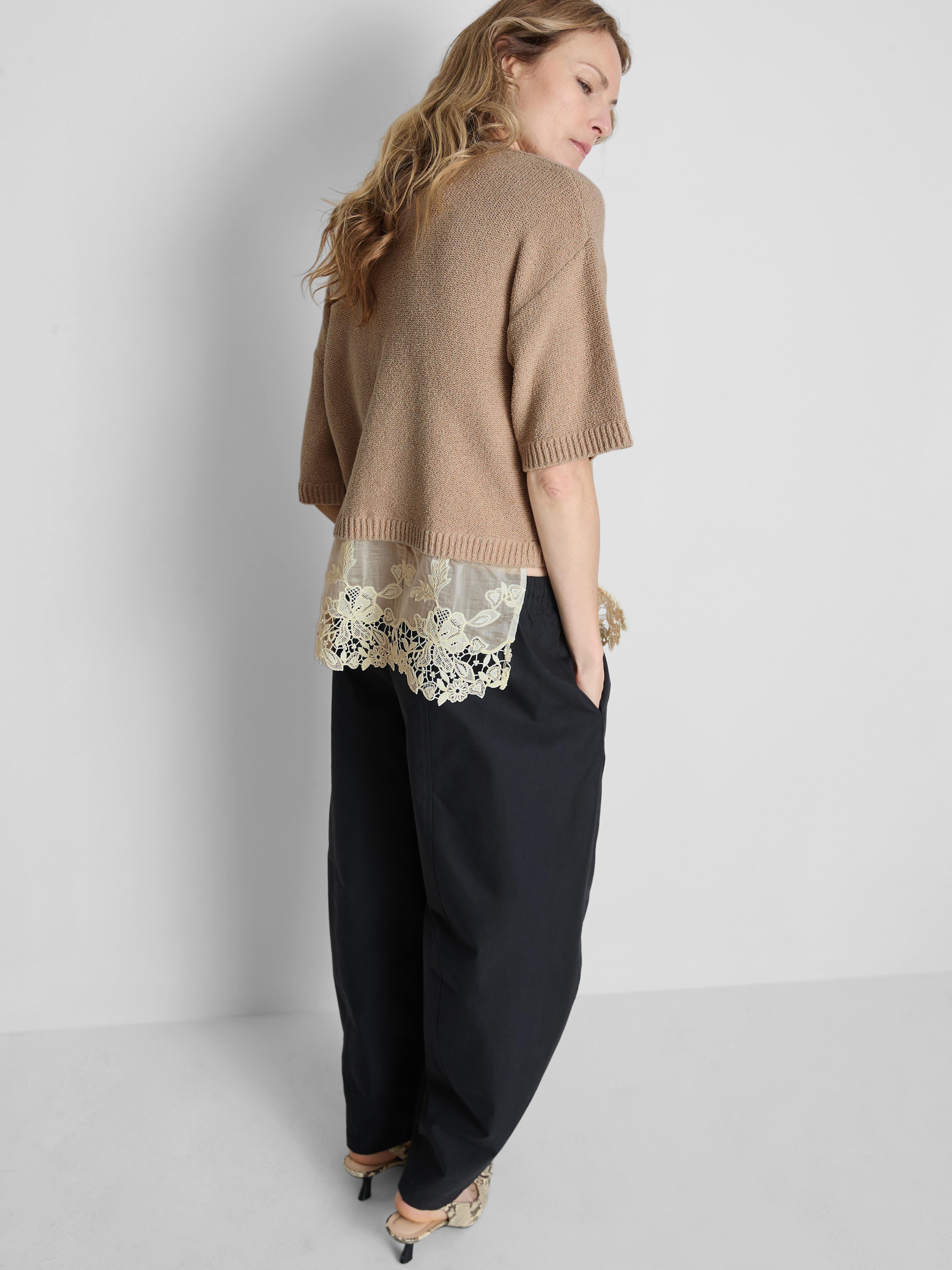 Broderie Hem Short Sleeve Sweater