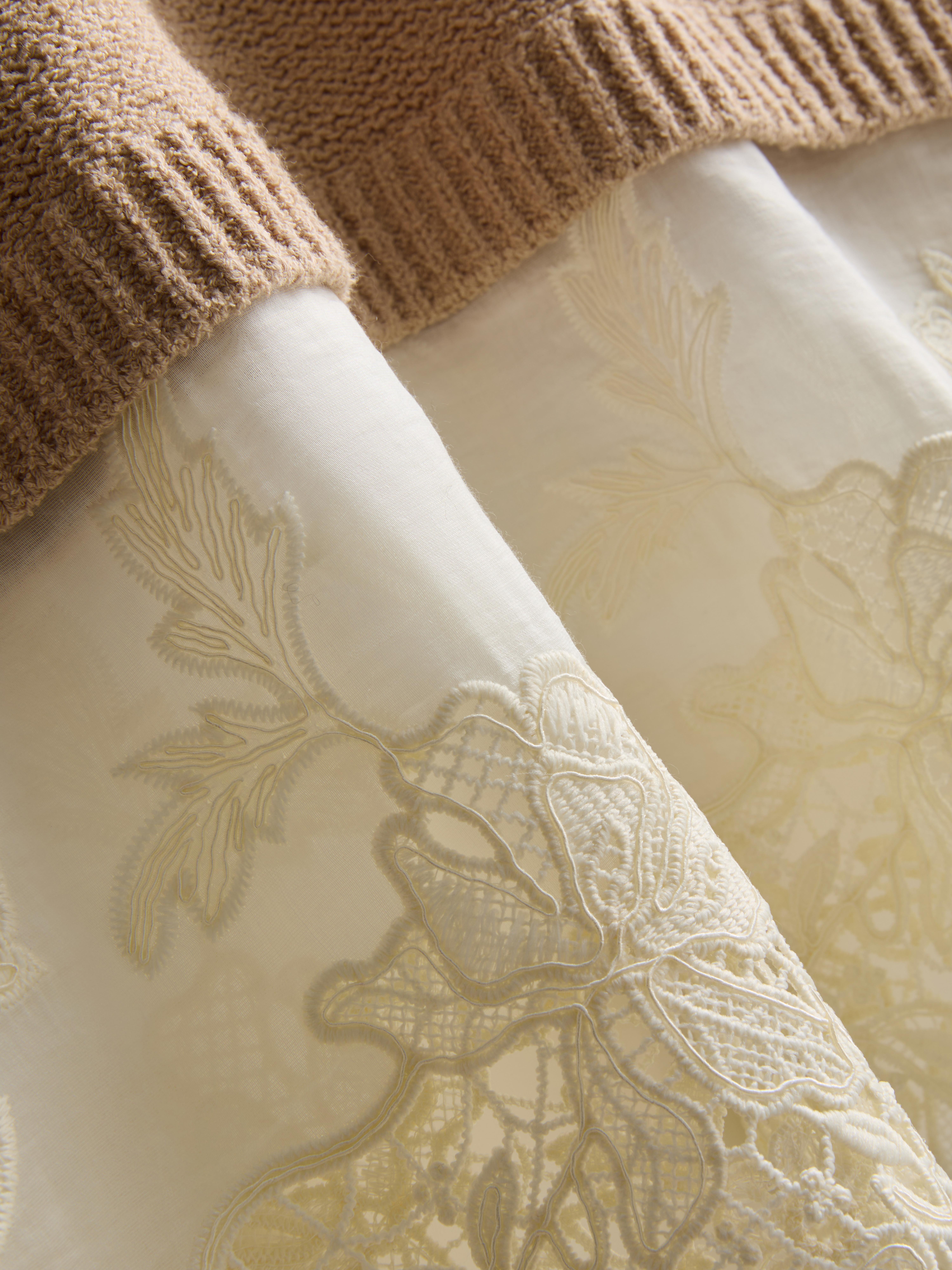 Broderie Hem Short Sleeve Sweater