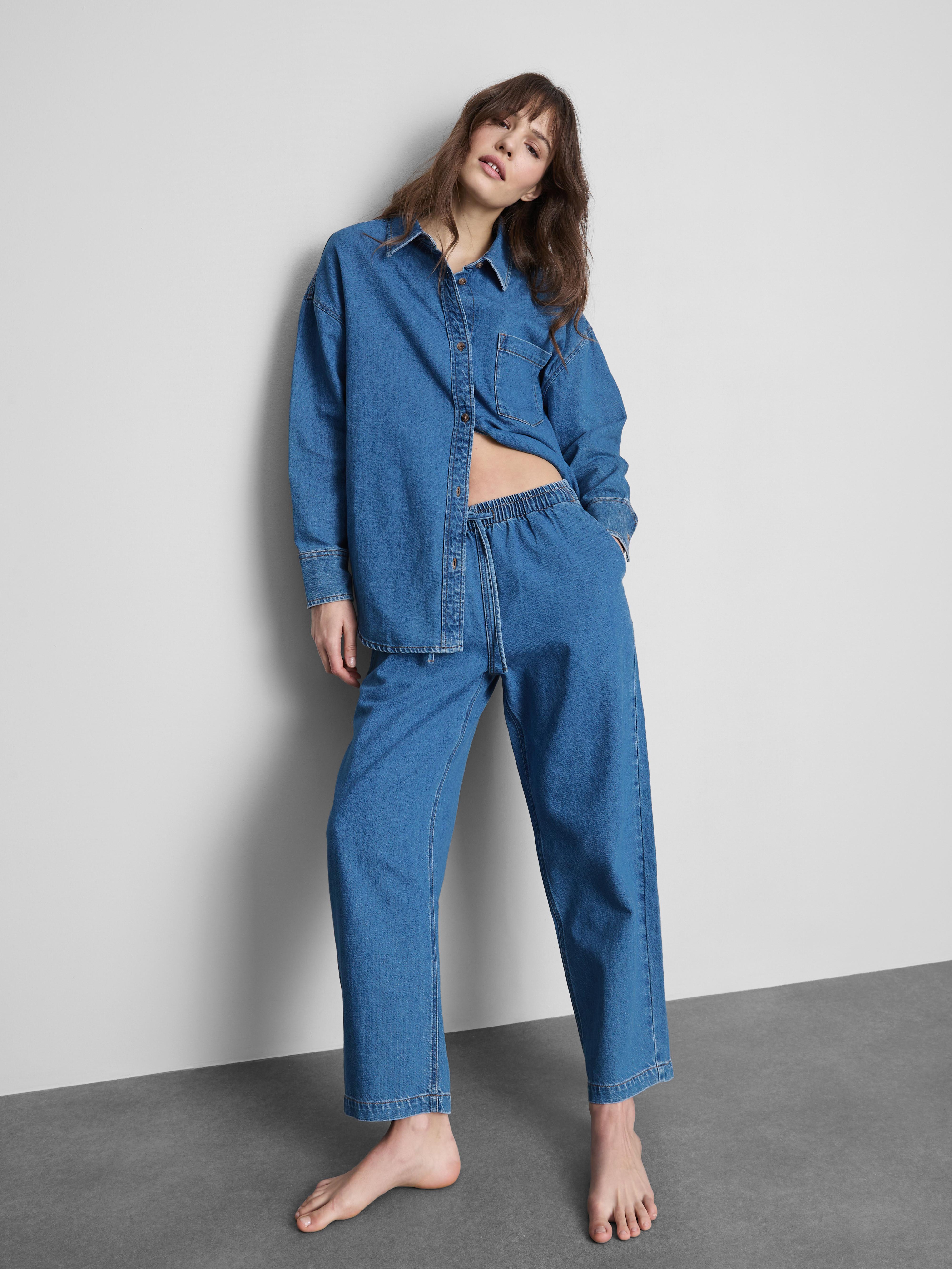 Cotton Denim Tapered Jogger Jeans