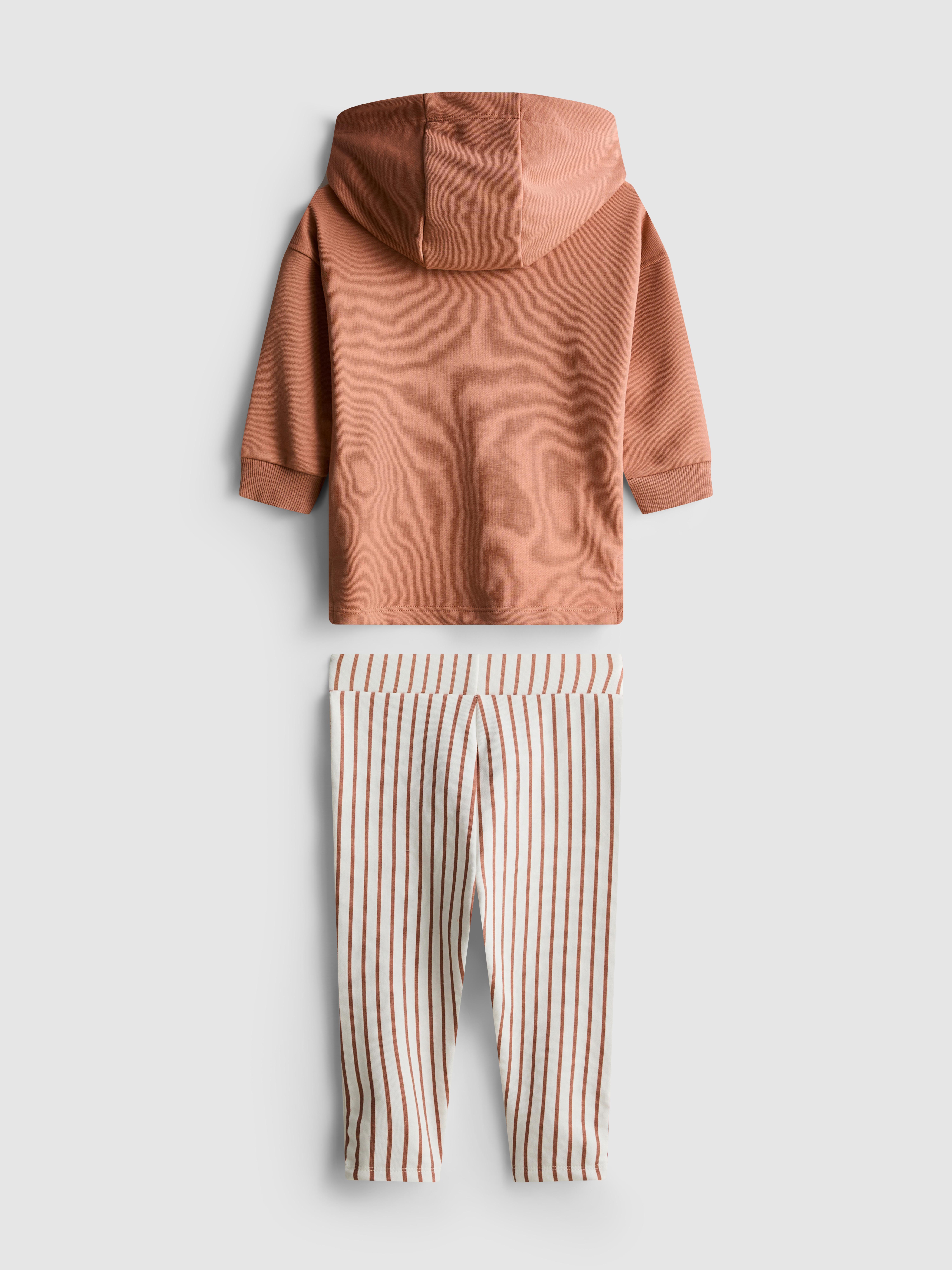 Baby Boys Terracotta 0-36mths | Hoodie and Stripe Joggers Set