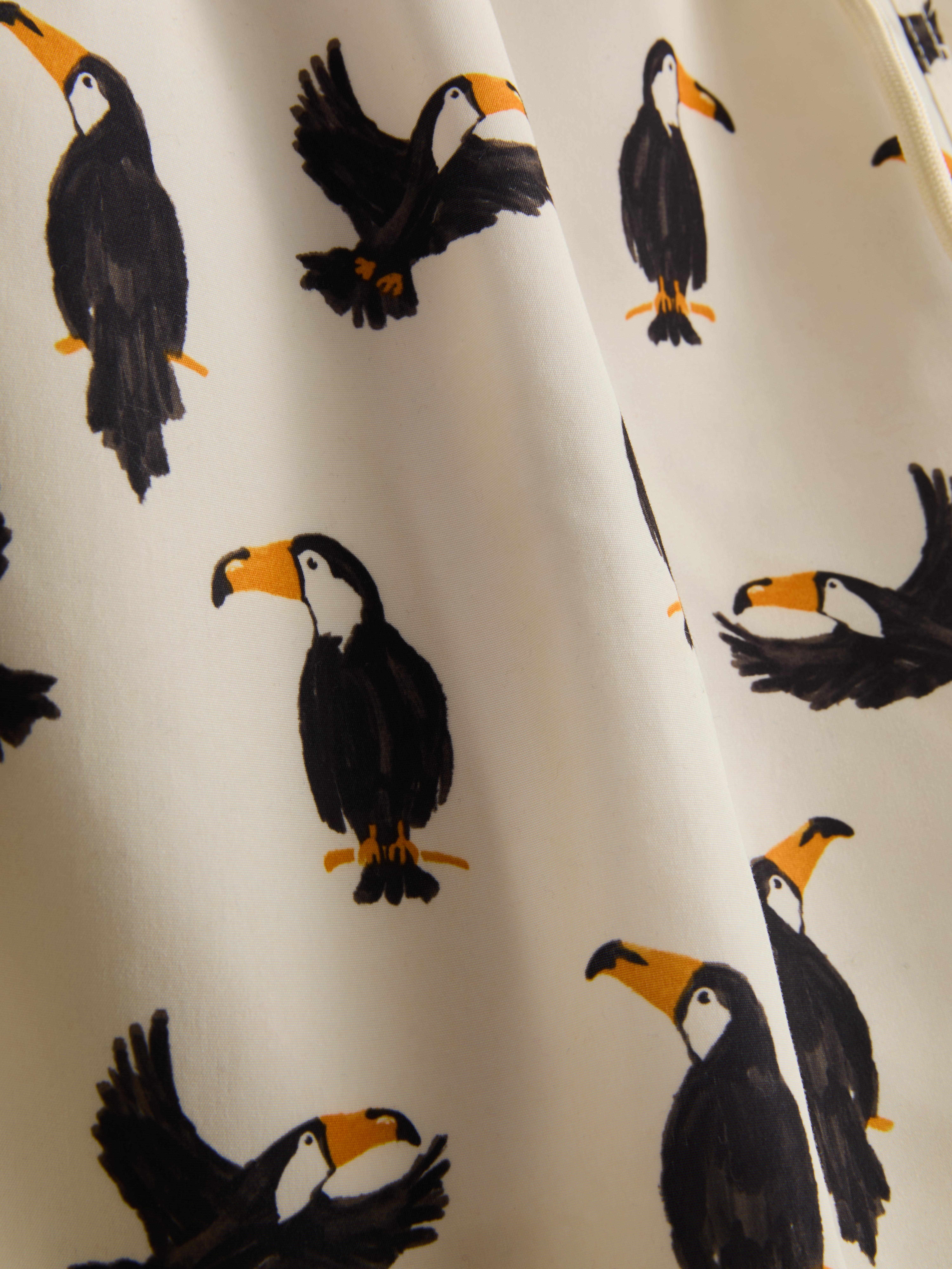 Men's Ivory Toucan Swim Shorts With Drawstring Waistband