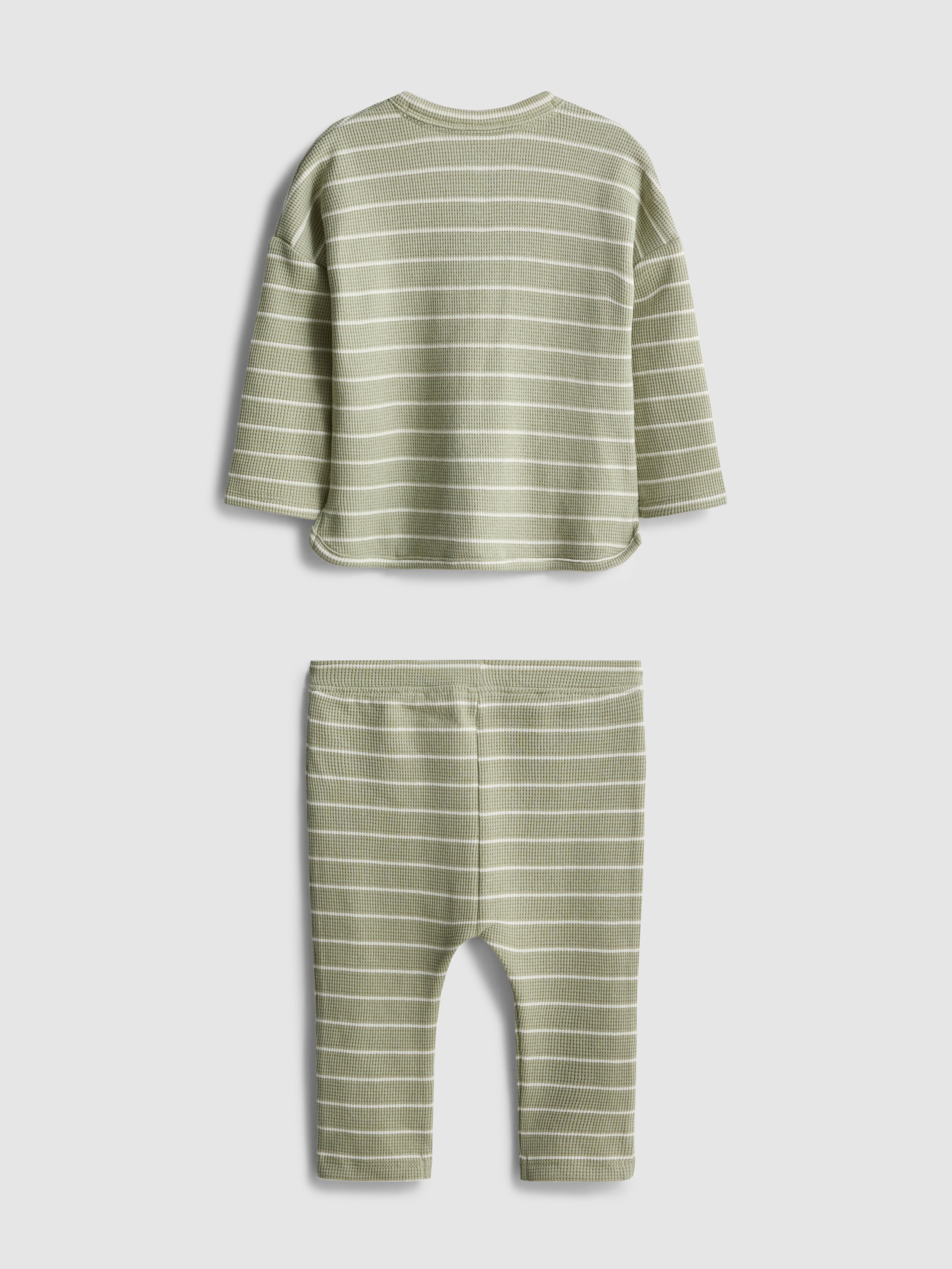 0-36mths | Waffle Textured Henley Top and Leggings Set