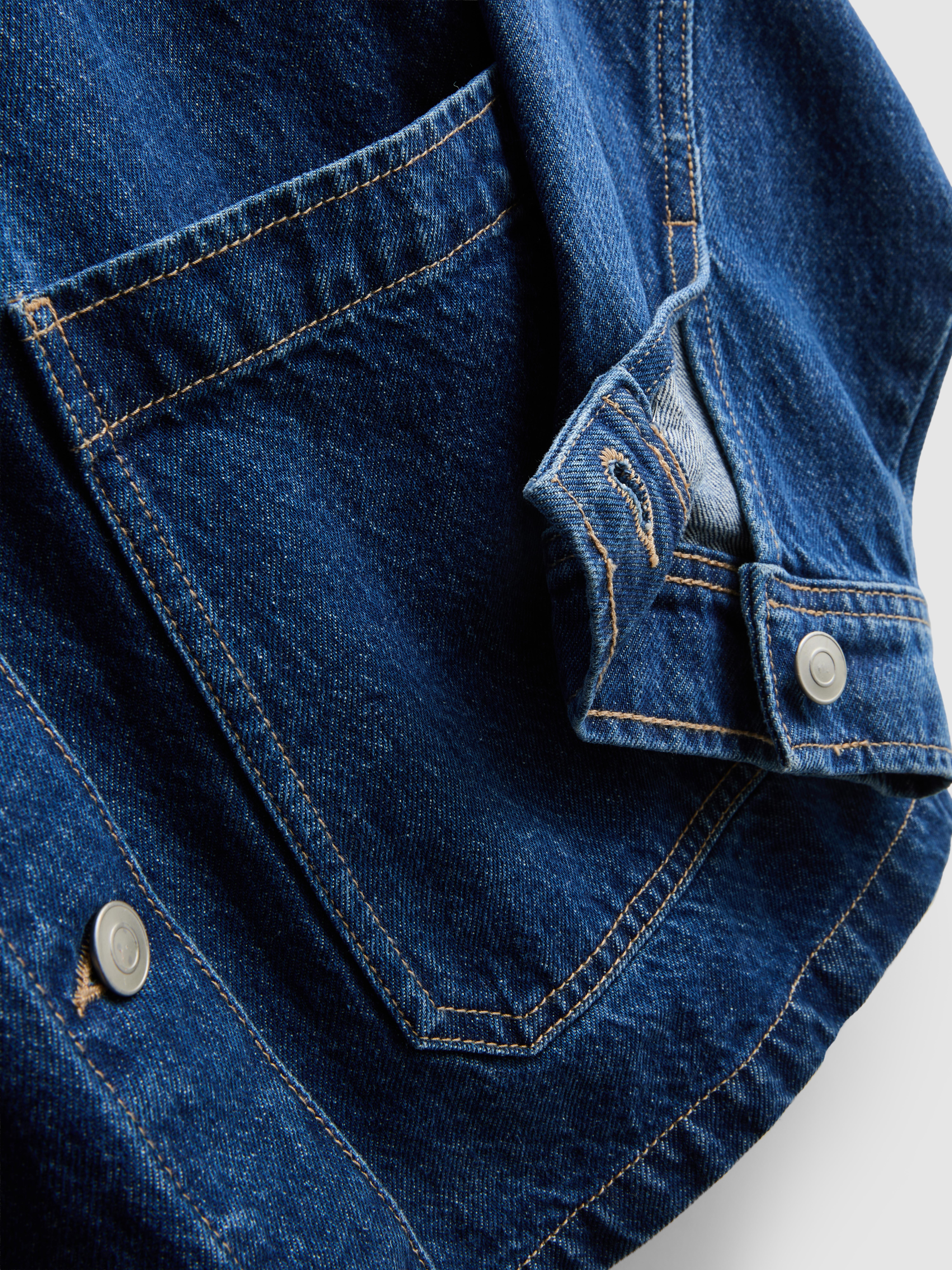 Baumwoll-Jeansjacke mit aufgesetzter Tasche