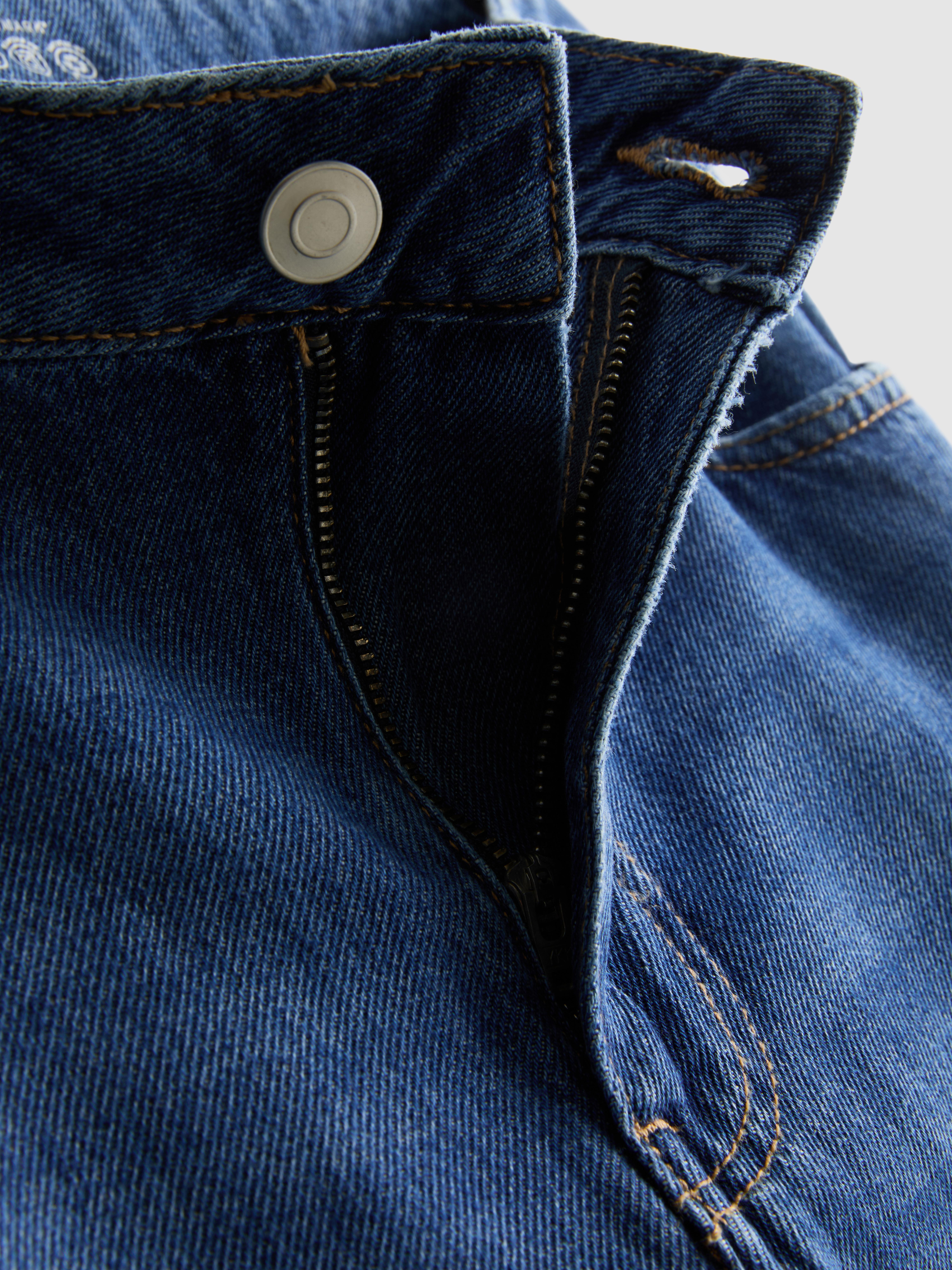 Cotton Denim Wide Leg Jeans